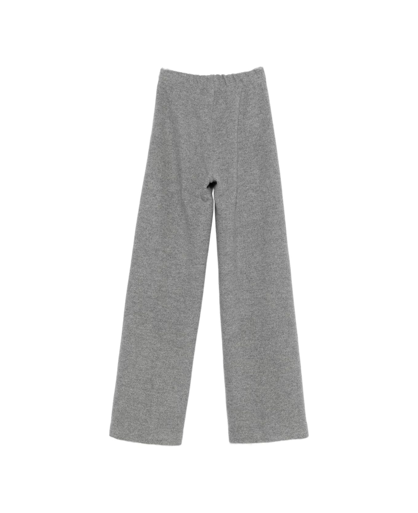 Bruno Manetti 100% Wool Piqué Knit Trousers - Grey