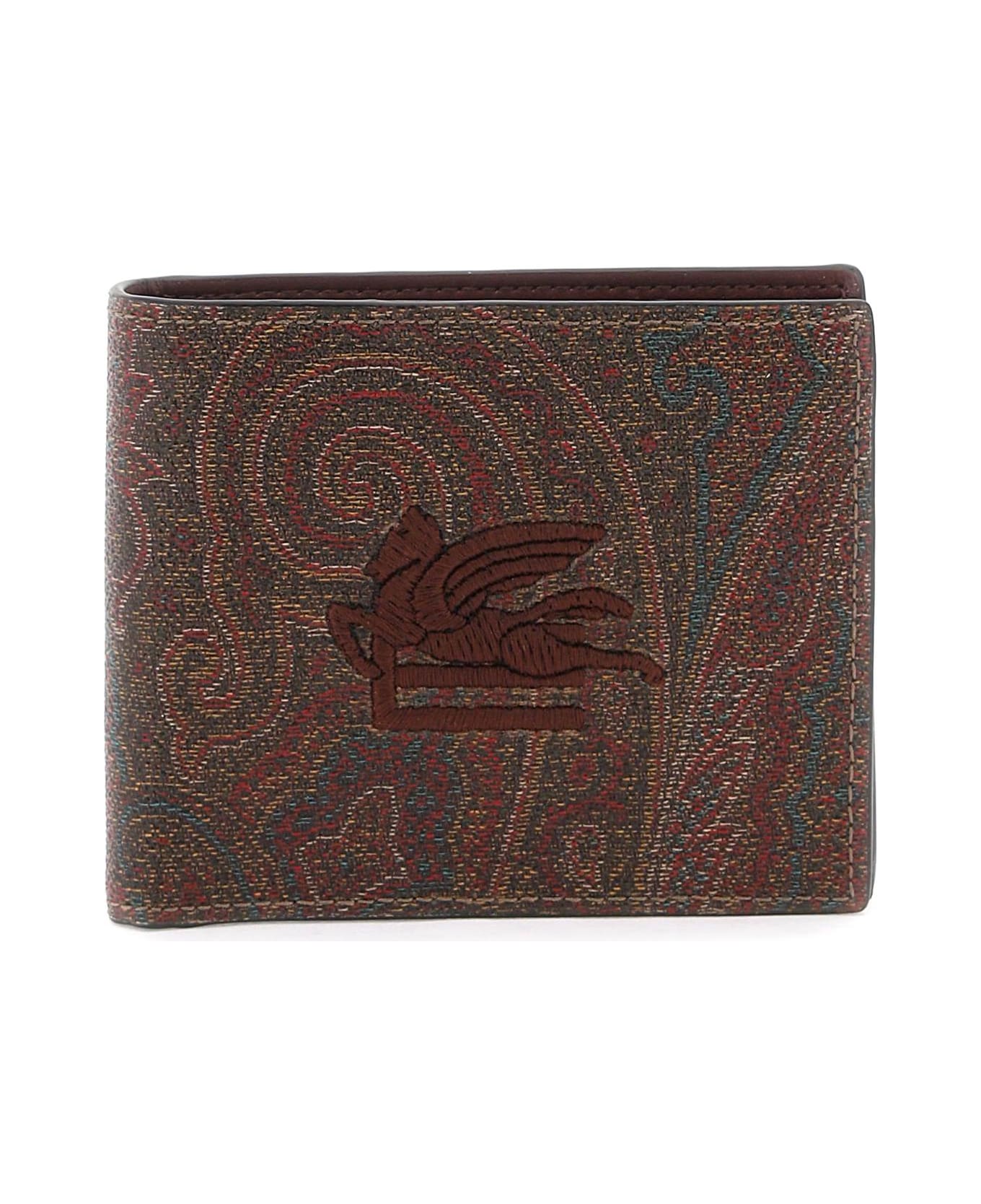 Etro Paisley Bifold Wallet With Pegaso Logo - RED (Brown)