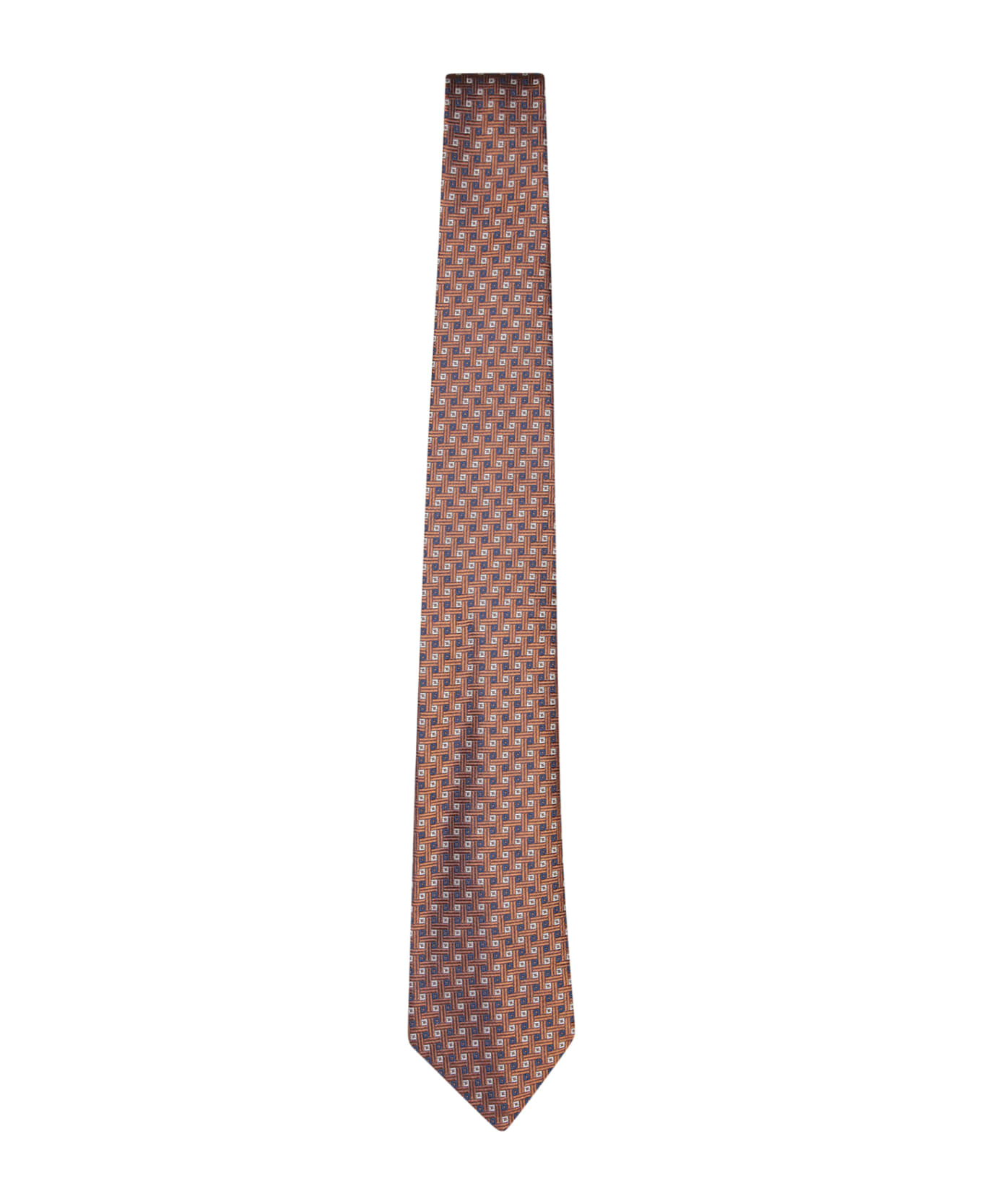 Canali Geometric Multi Blue/white/orange Tie - Orange