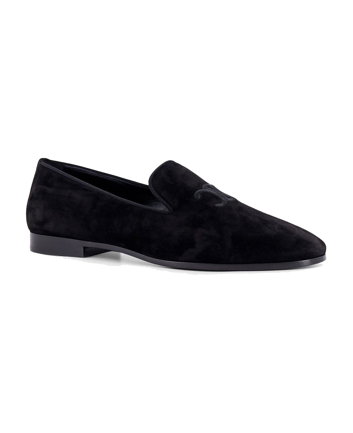 Velvet Loafers With Embroidered Triomphe Logo - Thumbnail 3