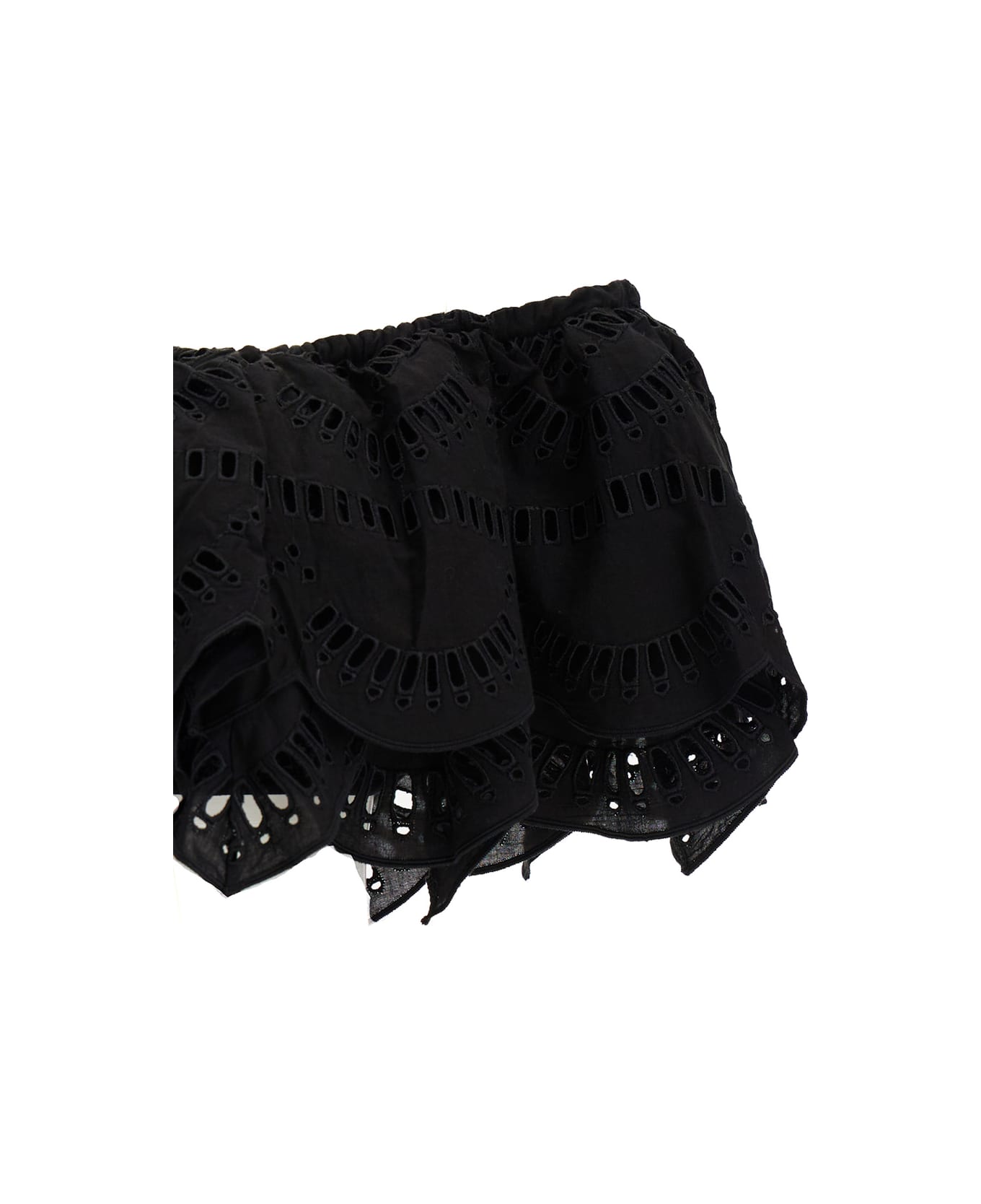 Charo Ruiz 'collyk' Black Off-the-shoulders Top In Cotton Lace Woman - Black トップス