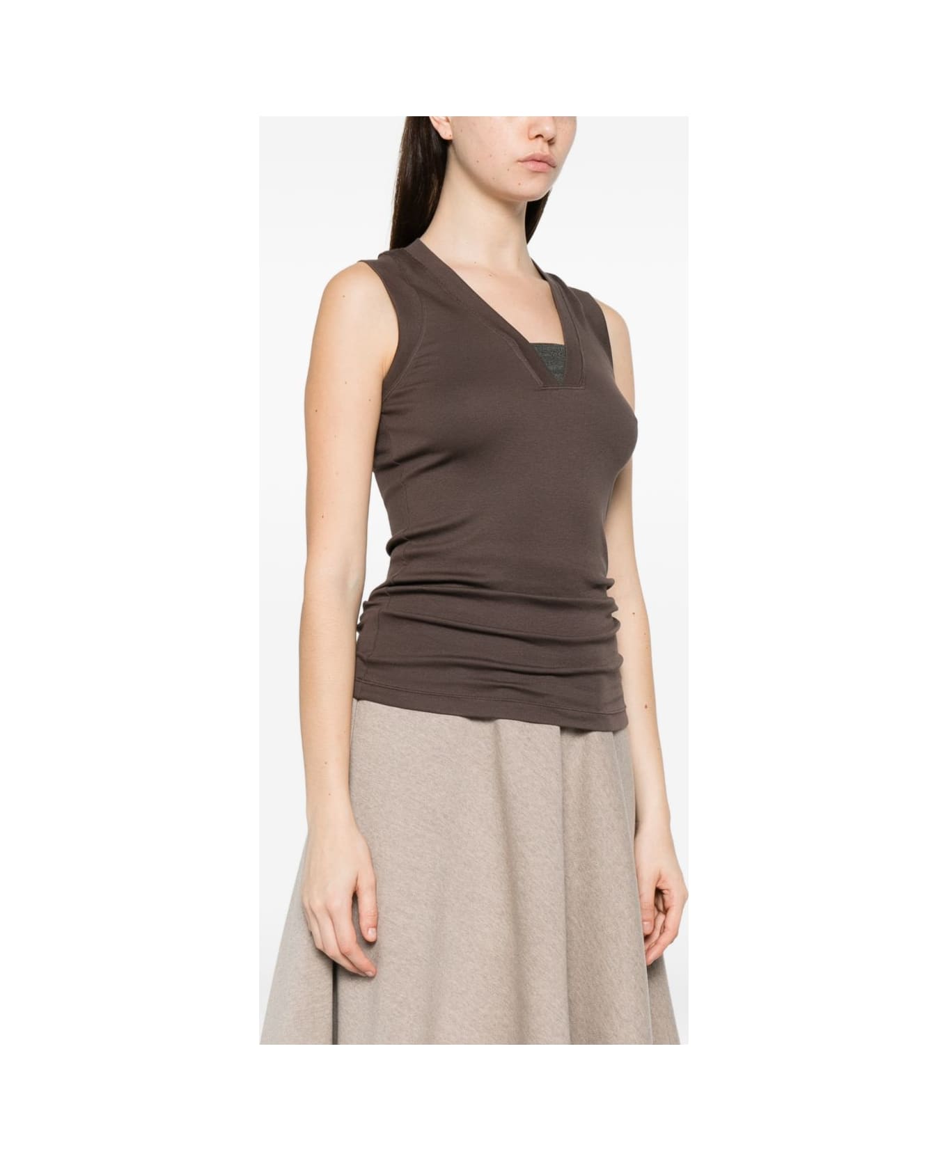 Brunello Cucinelli Cotton Tank Top - Brown