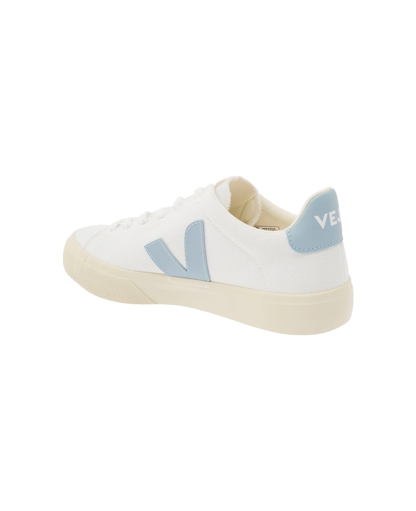 Veja White And Light Blue Sneakers With Logo Details In Leather Woman - White