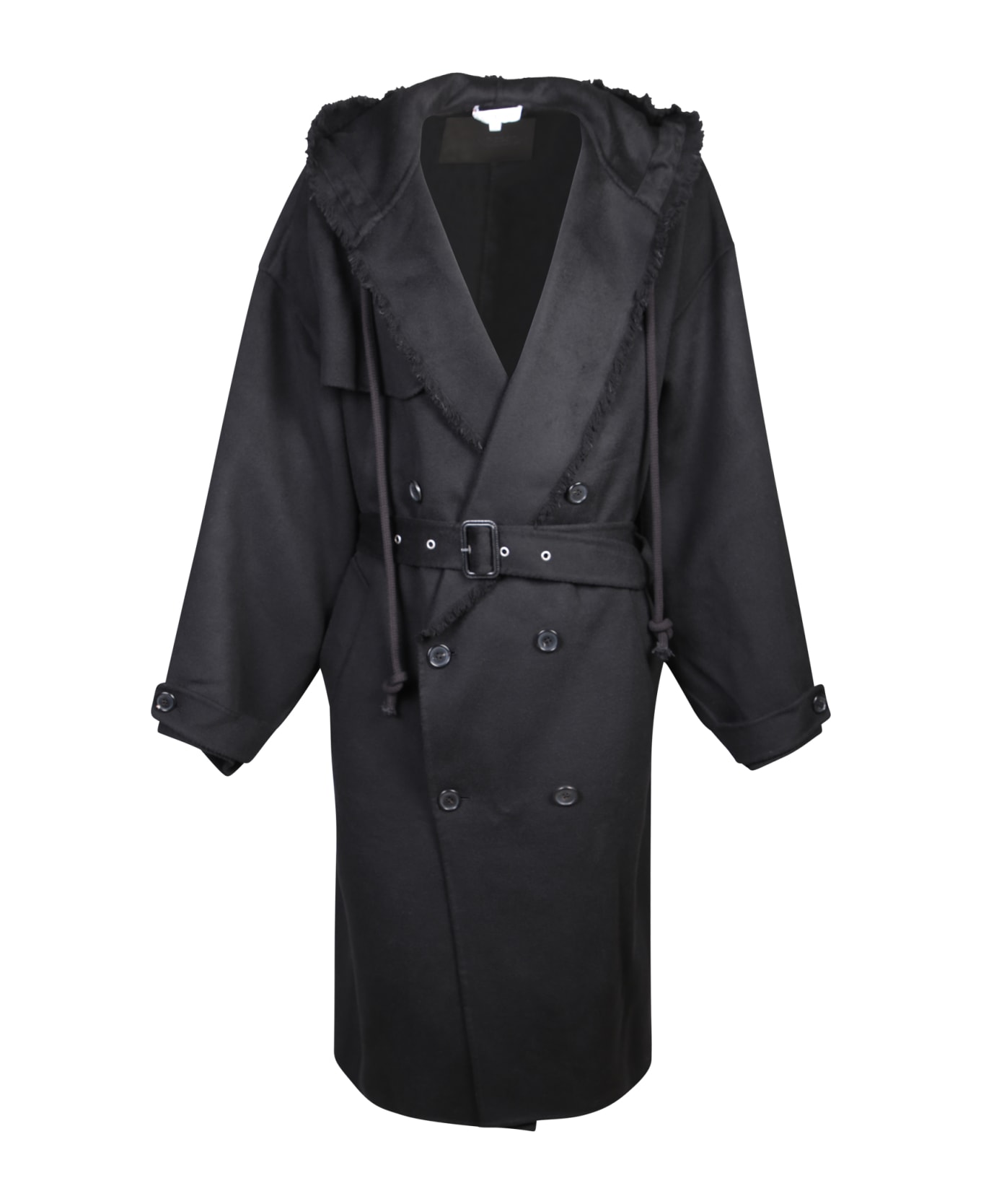 J.W. Anderson Hooded Black Trench Coat - Black