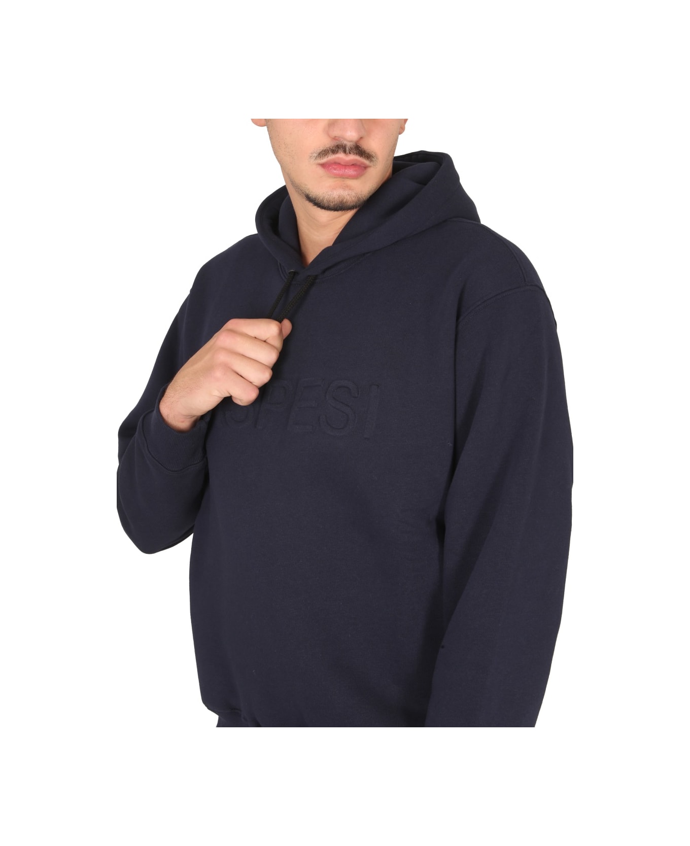 Aspesi Sweatshirt With Logo And Hood - BLUE