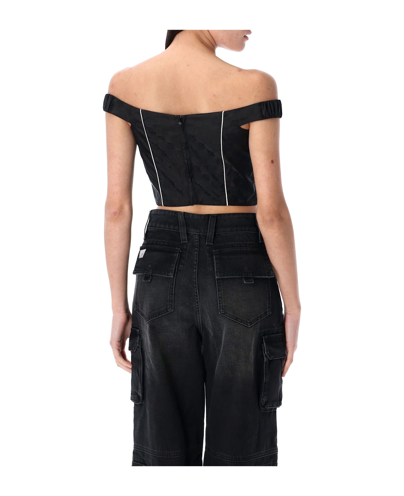 MISBHV Monogram Nylon Corset Top - BLACK
