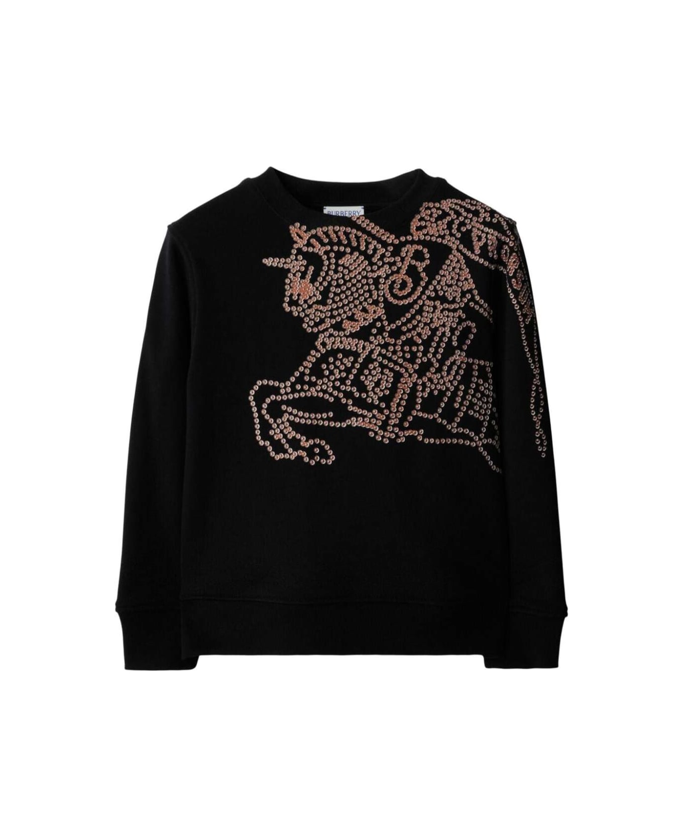 Burberry Black Crewneck Sweatshirt With Ekd Logo In Cotton Boy - Black