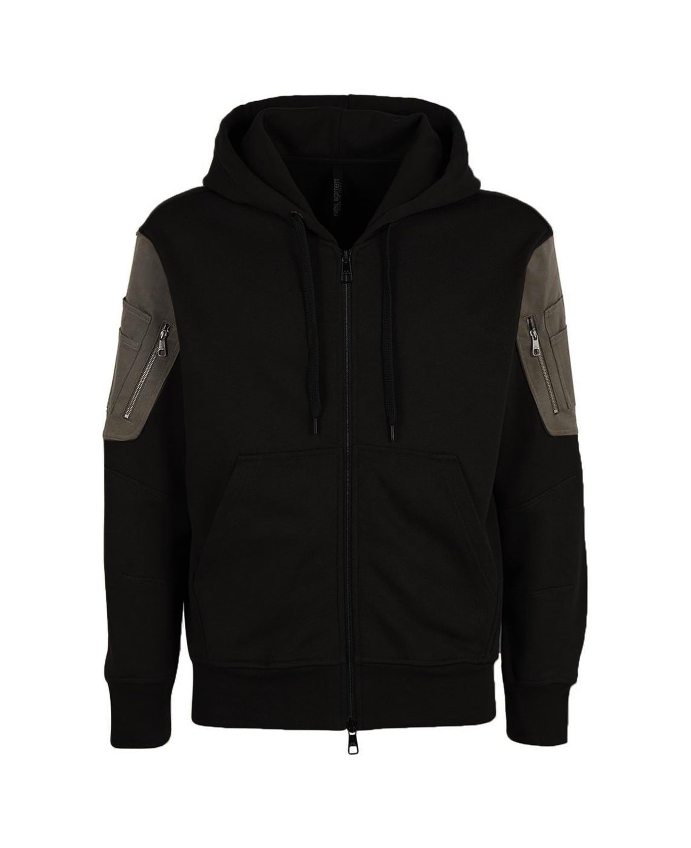 Neil Barrett Cotton Logo Hooded Sweatshirt - Black