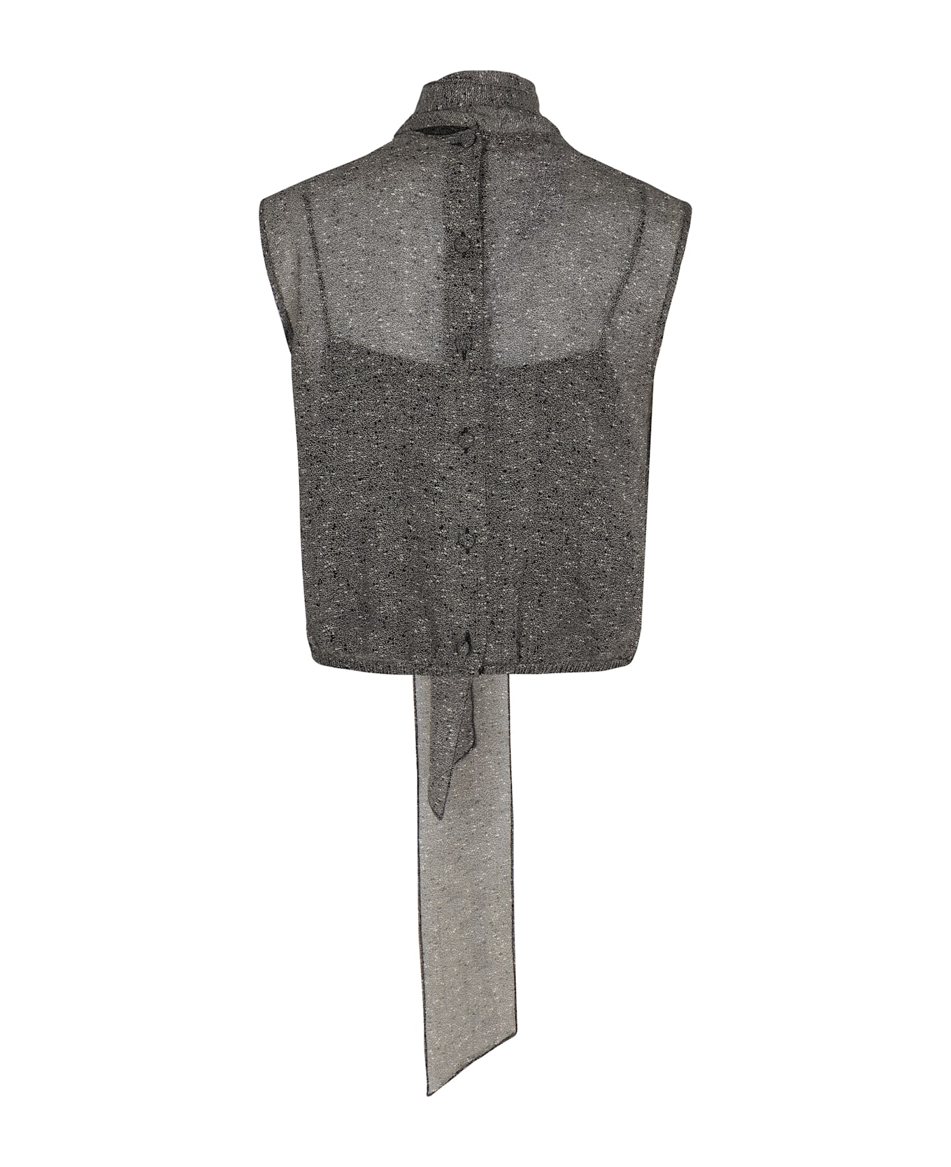 Gucci Top In Georgette Di Seta Trasparente - grey