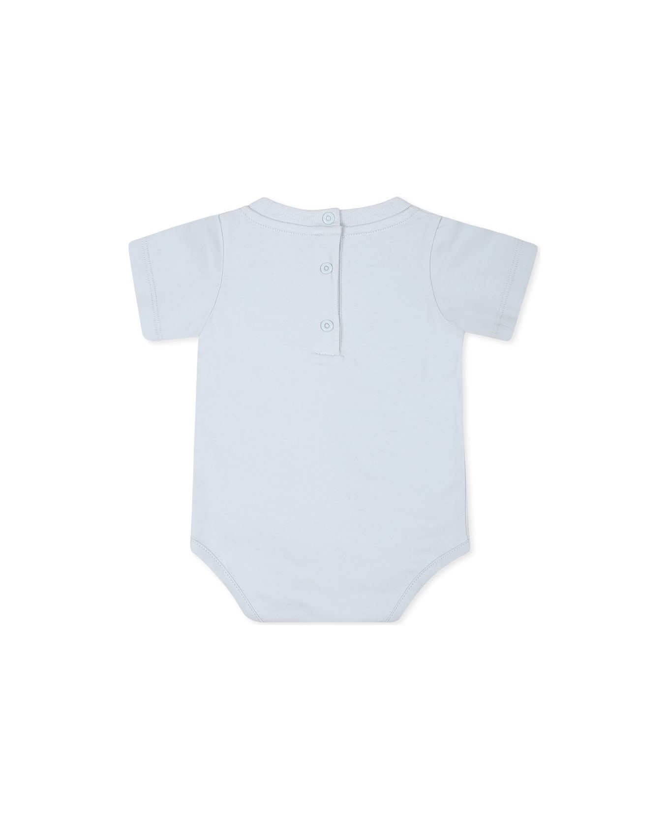 Fendi Light Blue Babygrow Set For Baby Boy With Logo - Light Blue