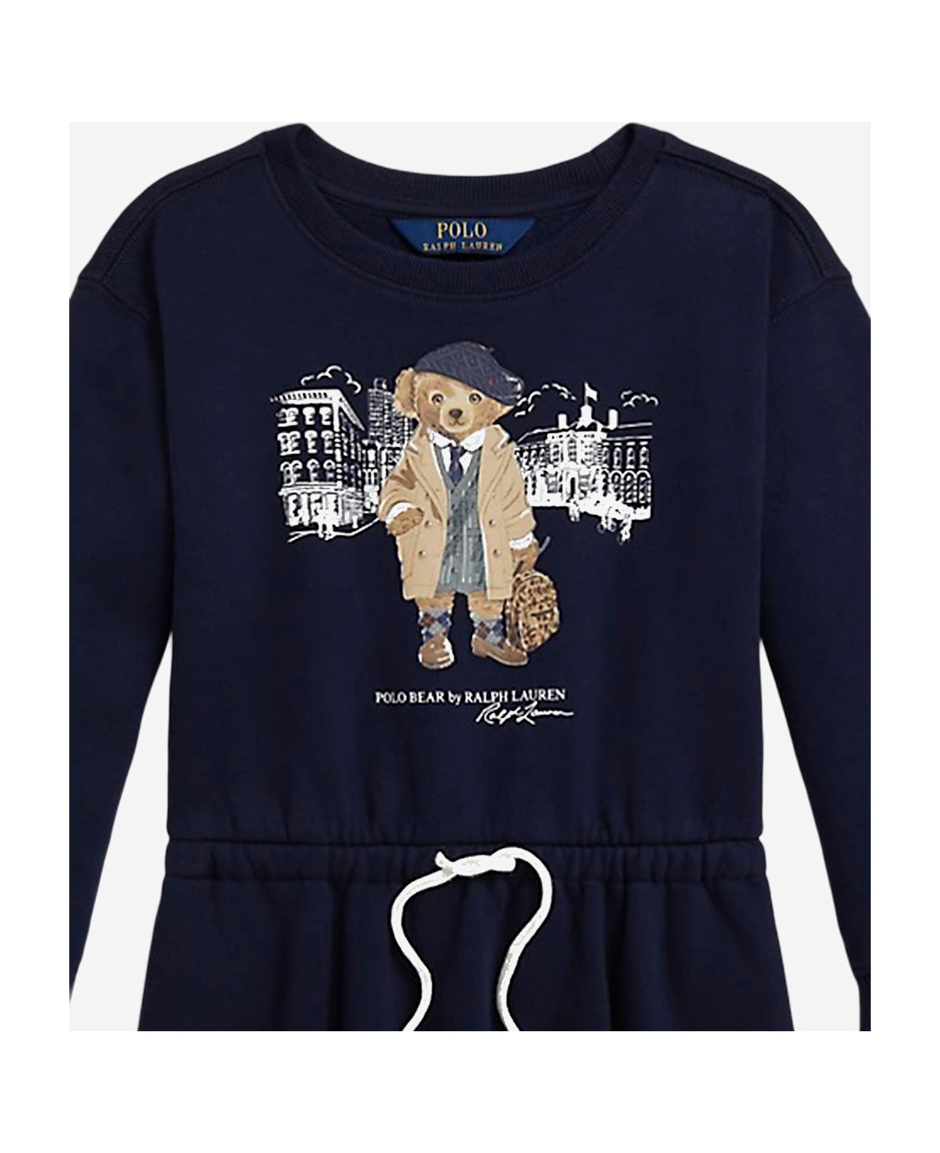 Polo Ralph Lauren Cotton Blend Dress With Polo Bear Print - Blue