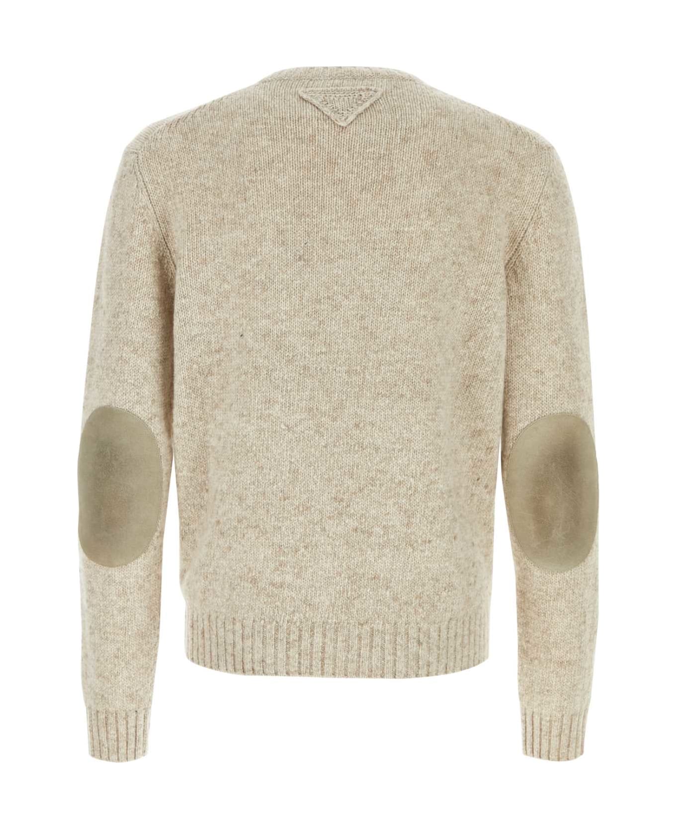 Prada Melange Sand Cashmere Sweater - DESERTO