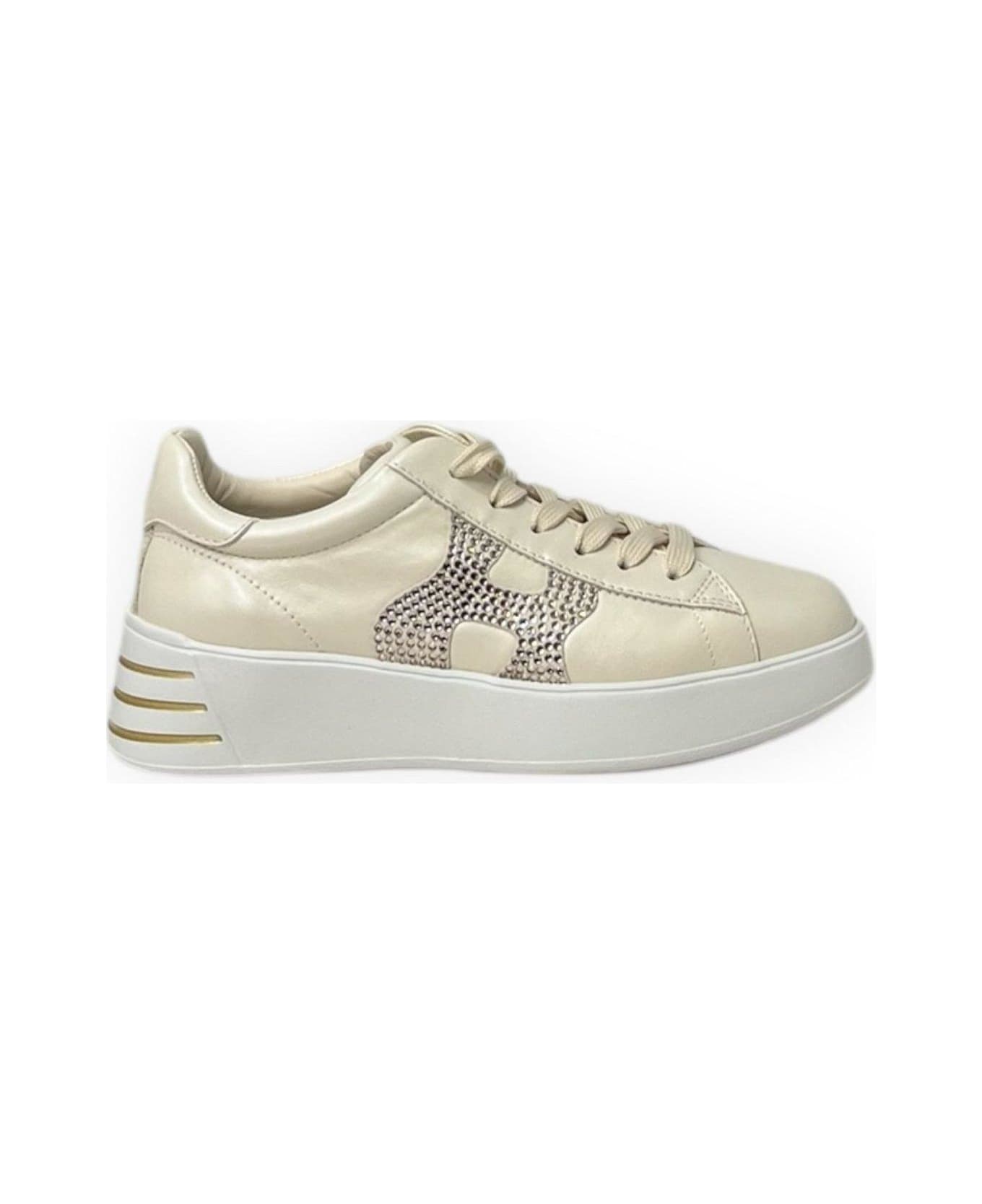 Hogan Rebel Embellished Sneakers - Beige