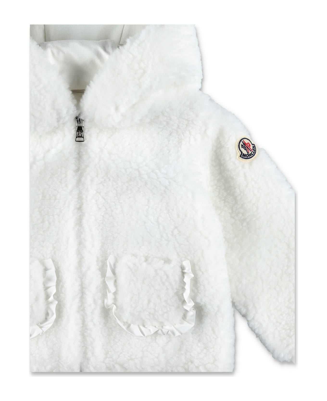 Moncler Kid - Teddy Zip-up Hoodie - WHITE