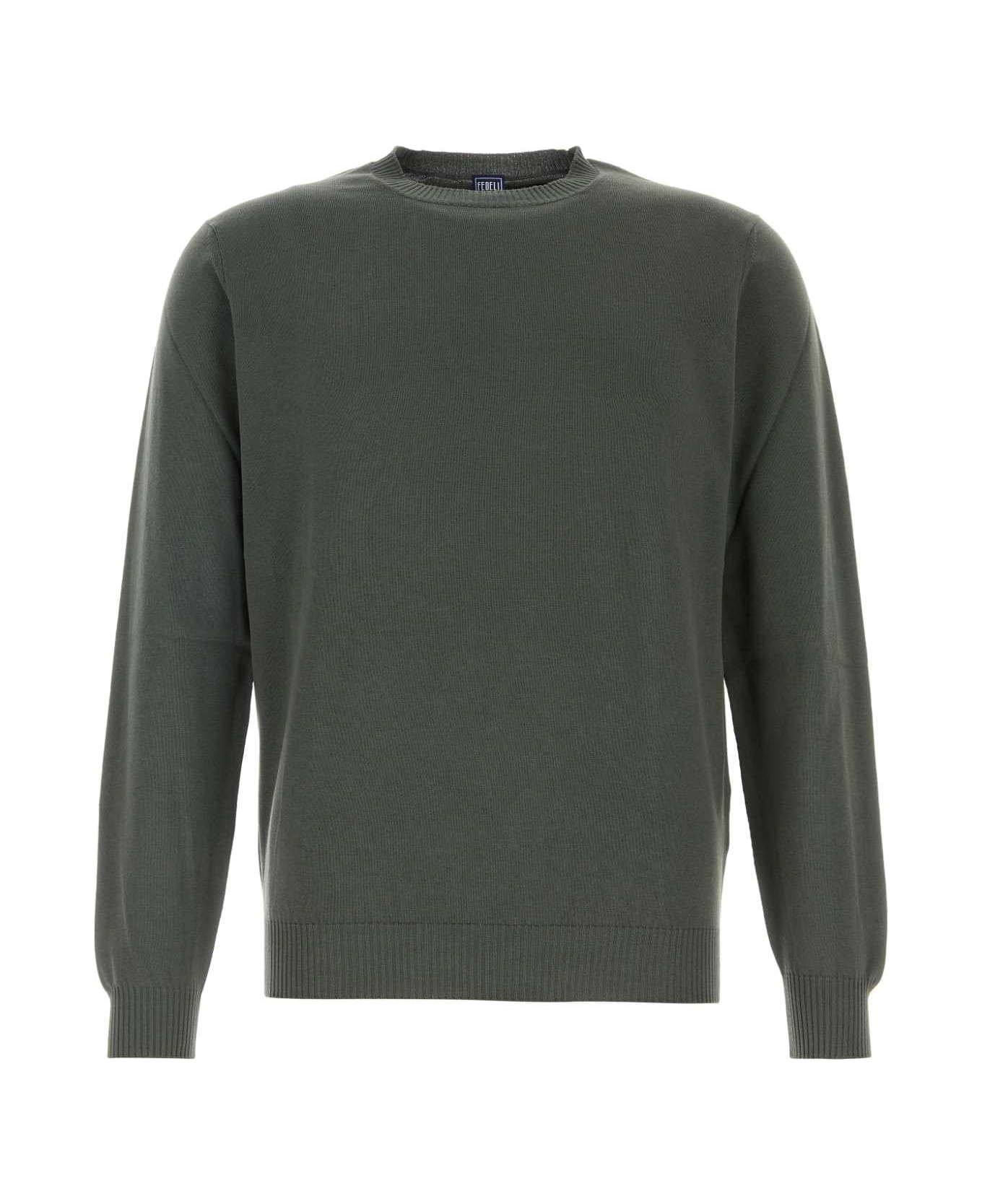 Fedeli Sage Green Cotton Sweater - 192