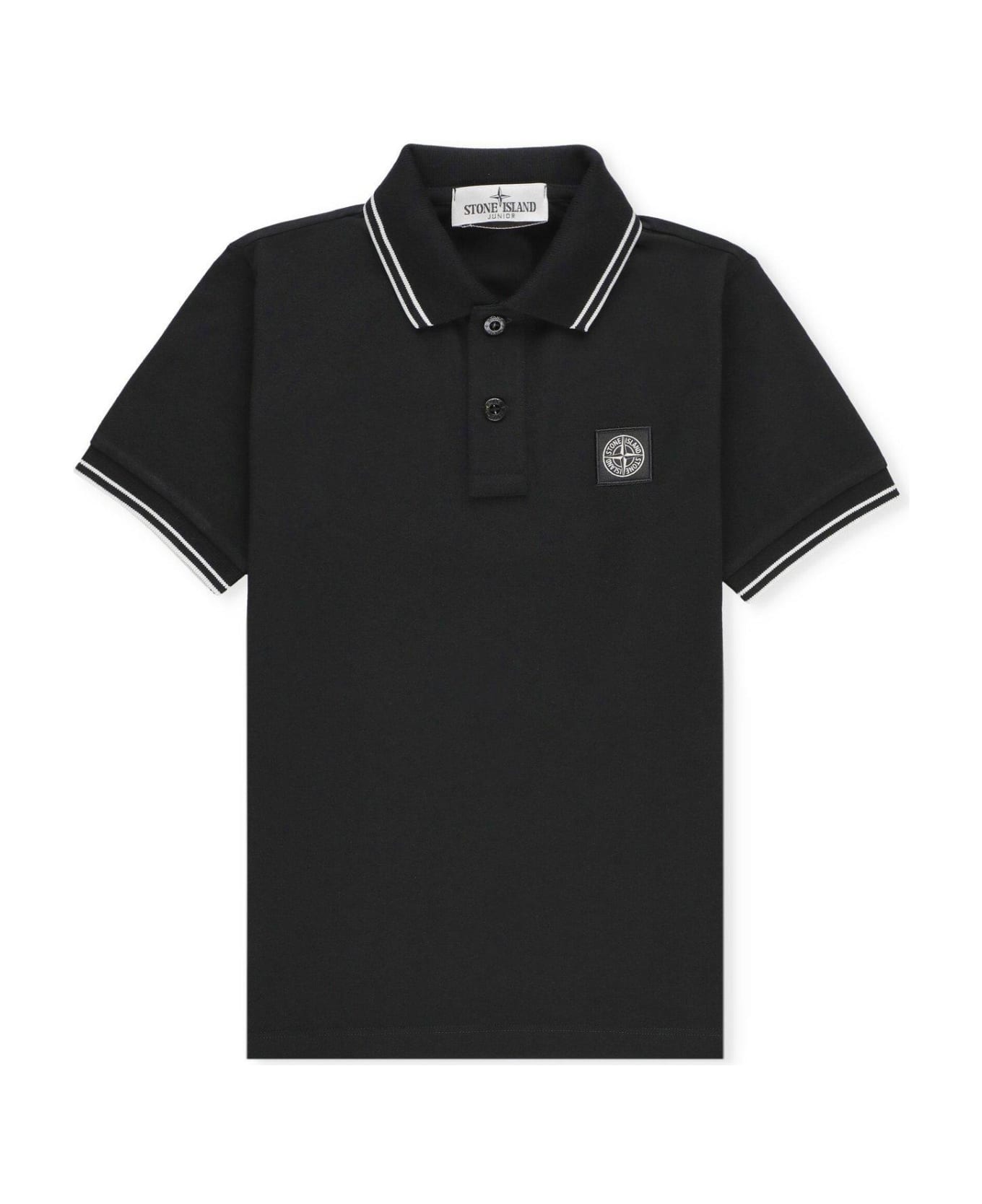 Stone Island Compass Patch Short-sleeved Polo Shirt - BLACK
