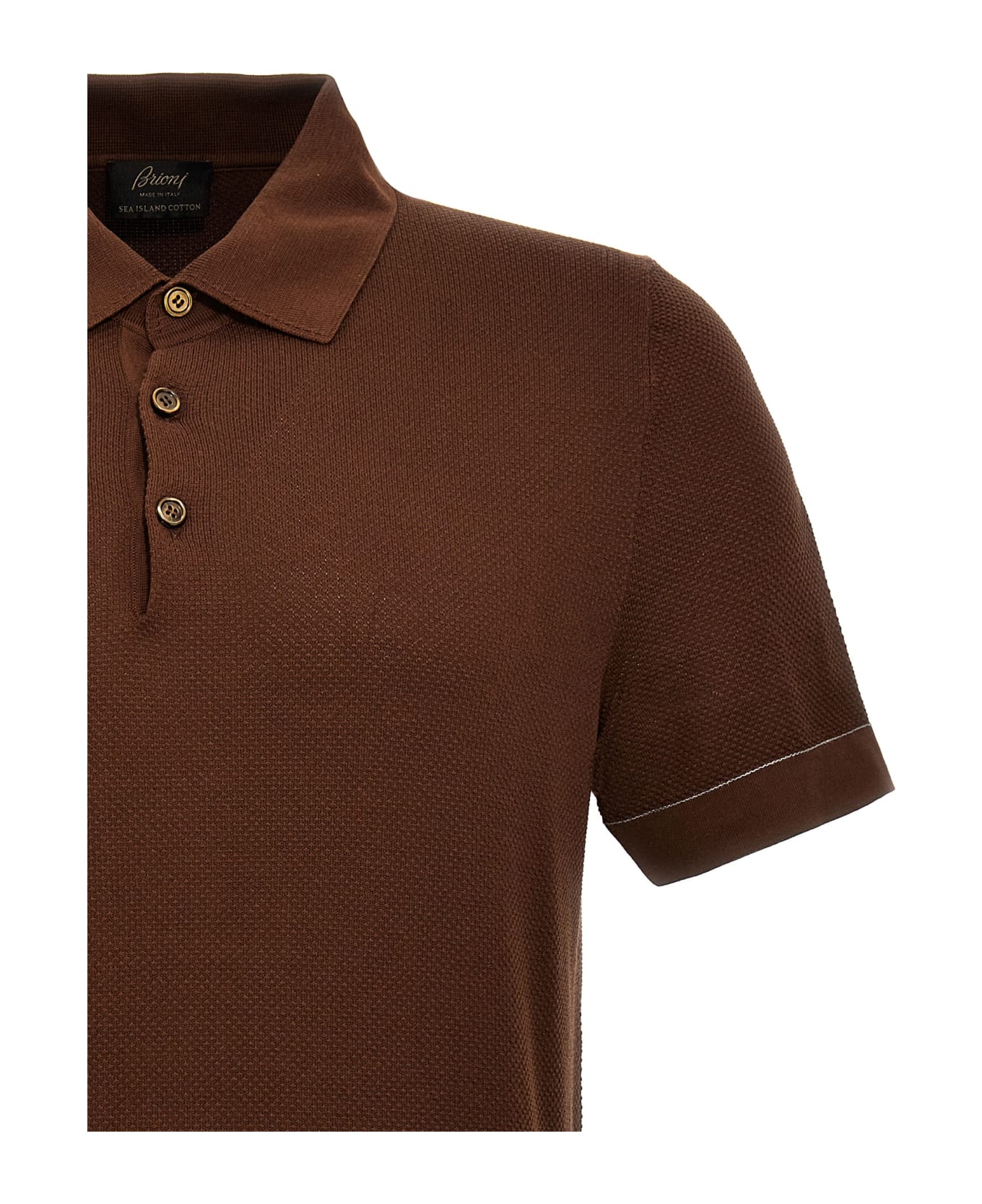 Brioni Textured Polo Shirt - Brown