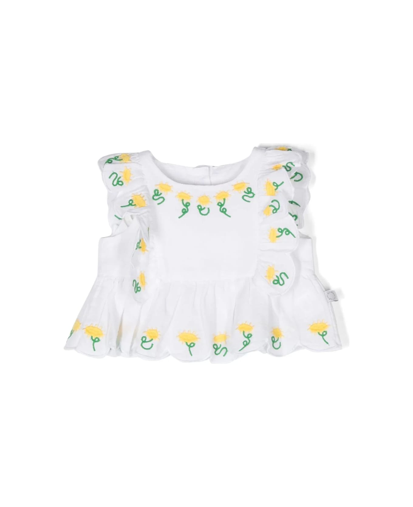 Stella McCartney Kids Flower Embroidery Smock Top In White - White トップス