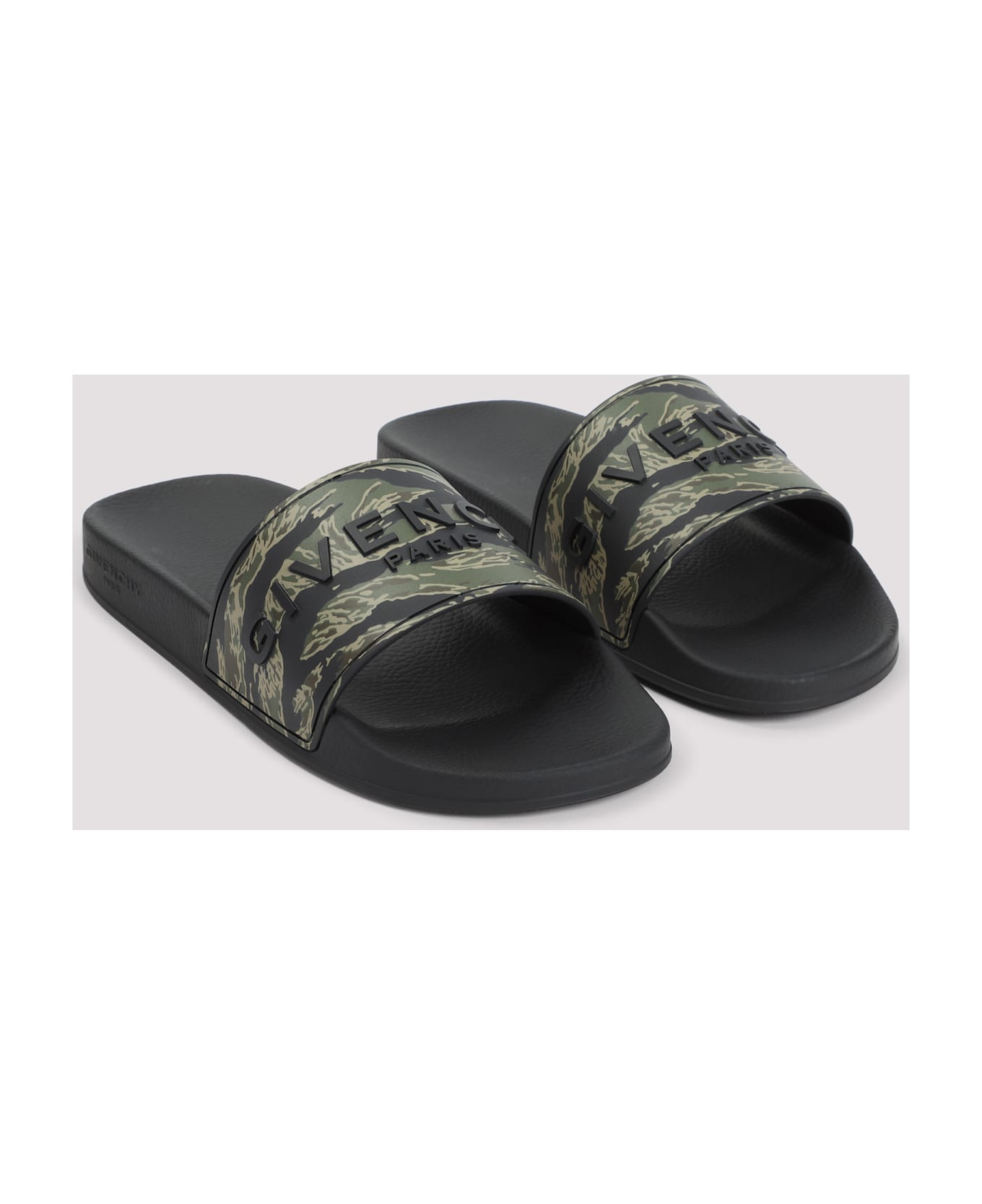 Givenchy Slide Flat Sandals - Black Khaki