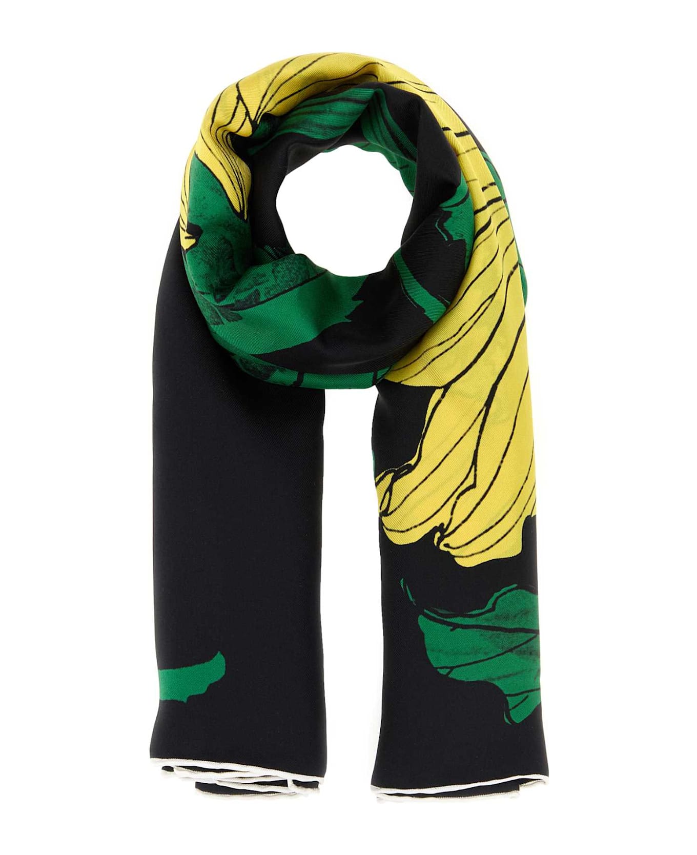 Alexander McQueen Printed Silk Foulard - BLACKYELLOW