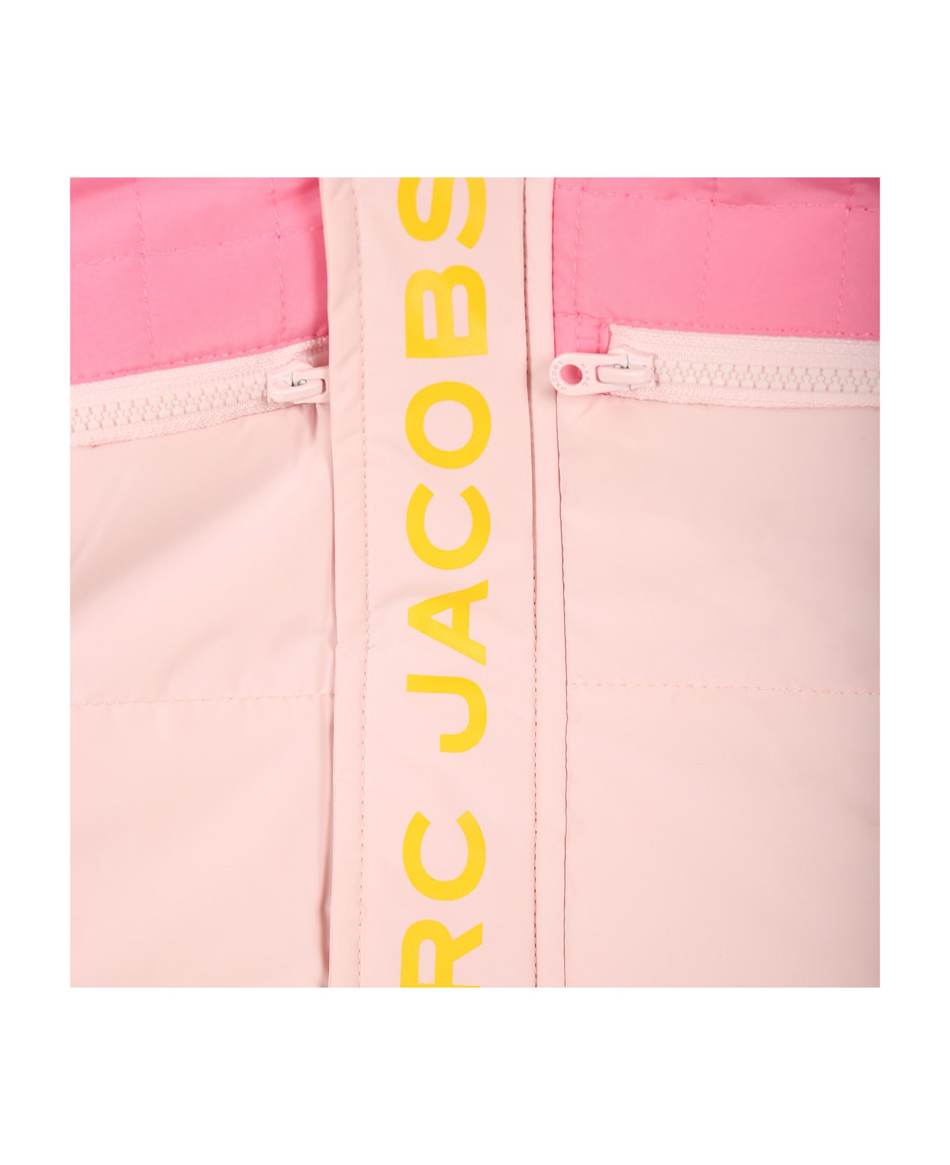 Marc Jacobs Pink Down Jacket For Baby Girl With Logo - Pink
