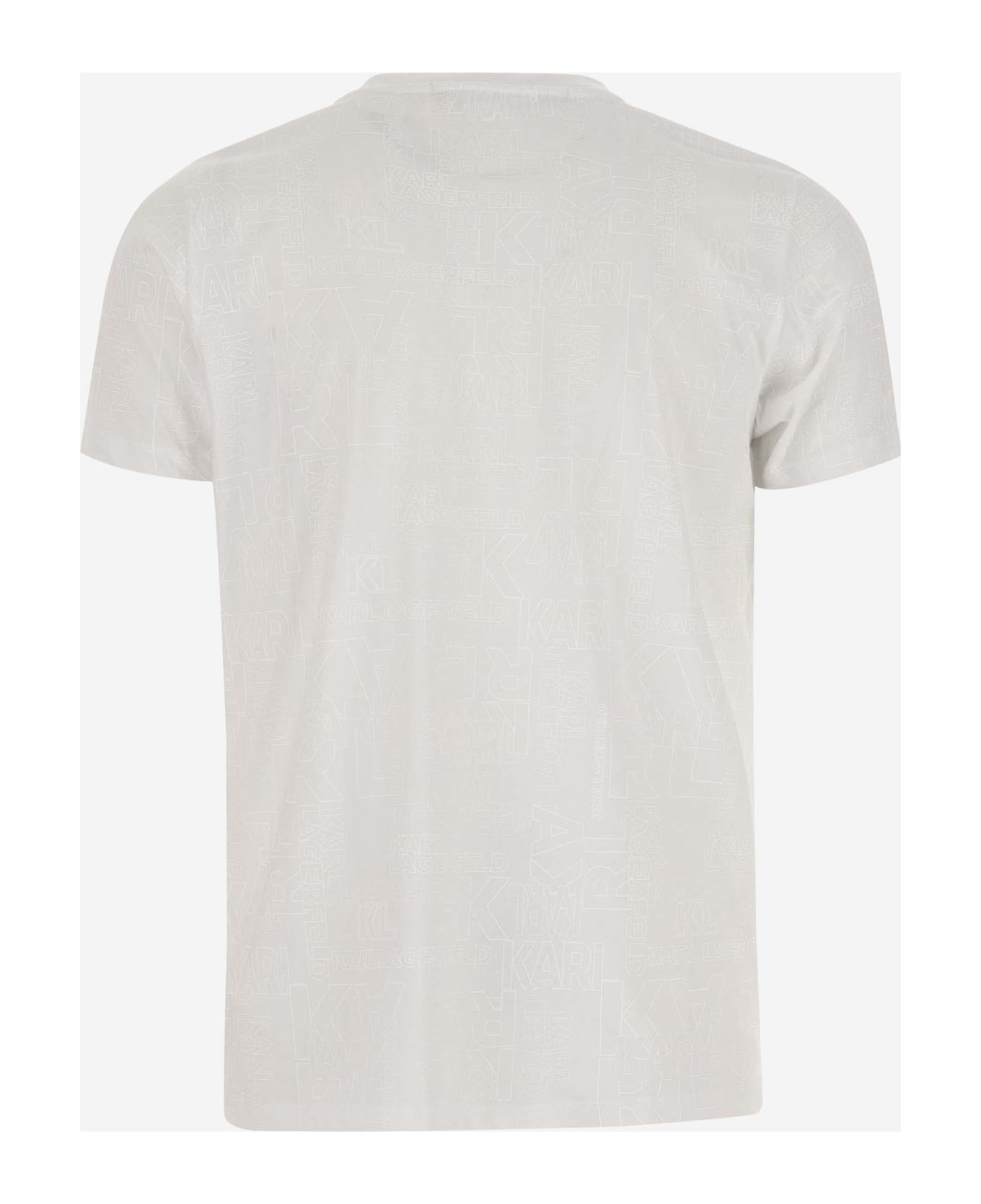 Karl Lagerfeld Cotton T-shirt With All-over Logo - White