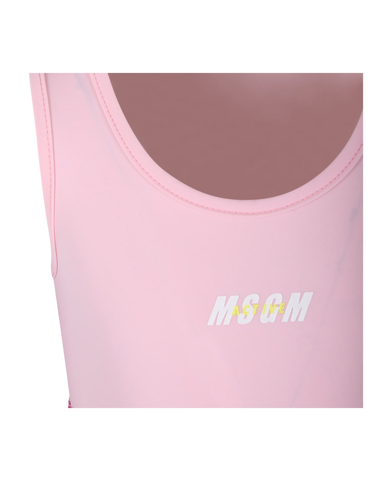 MSGM Pink Crop Top For Girl With Logo - Pink
