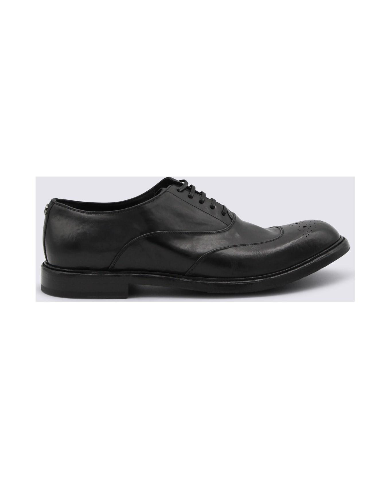 Dolce & Gabbana Black Leather Lace Up Shoes - Black