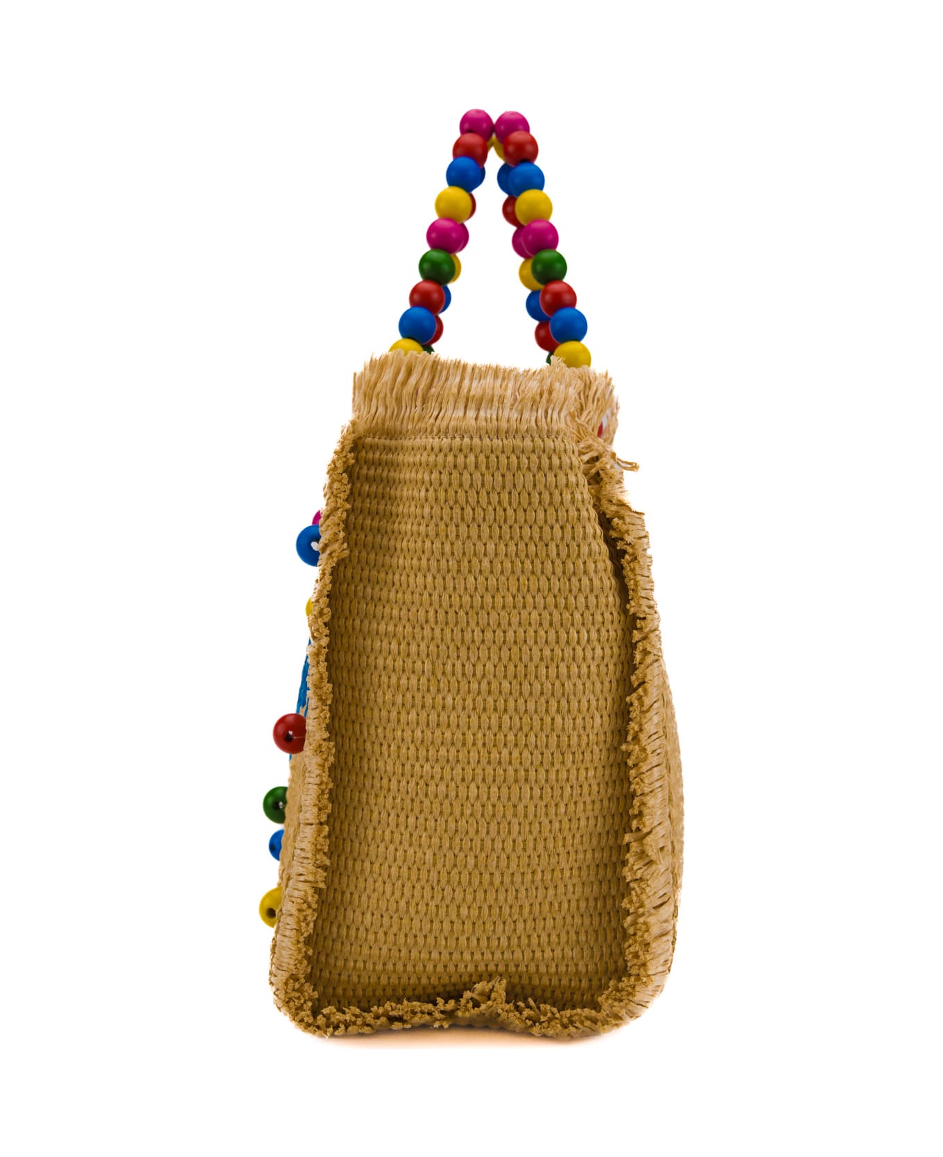MC2 Saint Barth Colette Bag In Wood Beads Multicolor Straw - Naturale