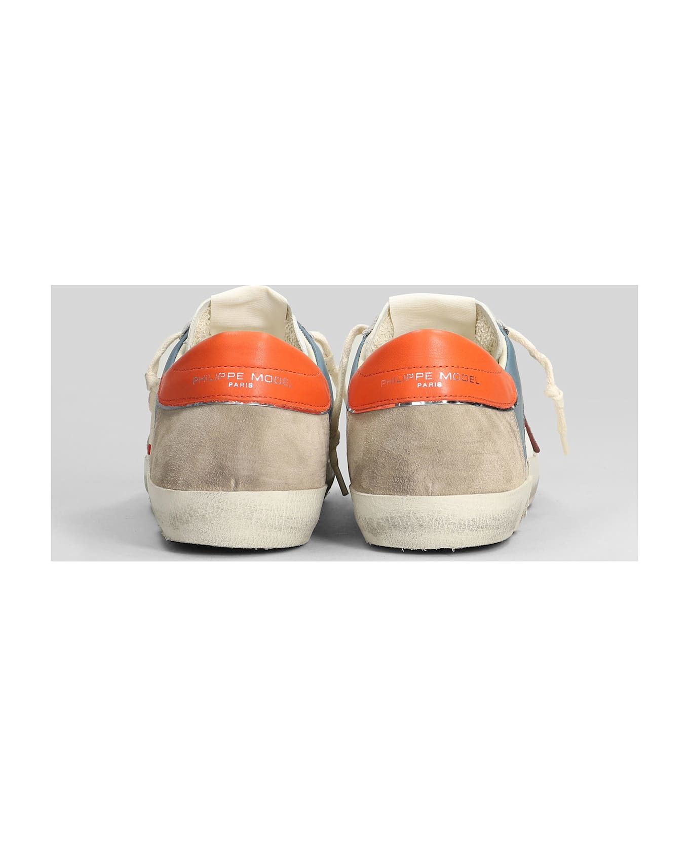 Philippe Model Prsx Low Sneakers In White Suede And Leather - white