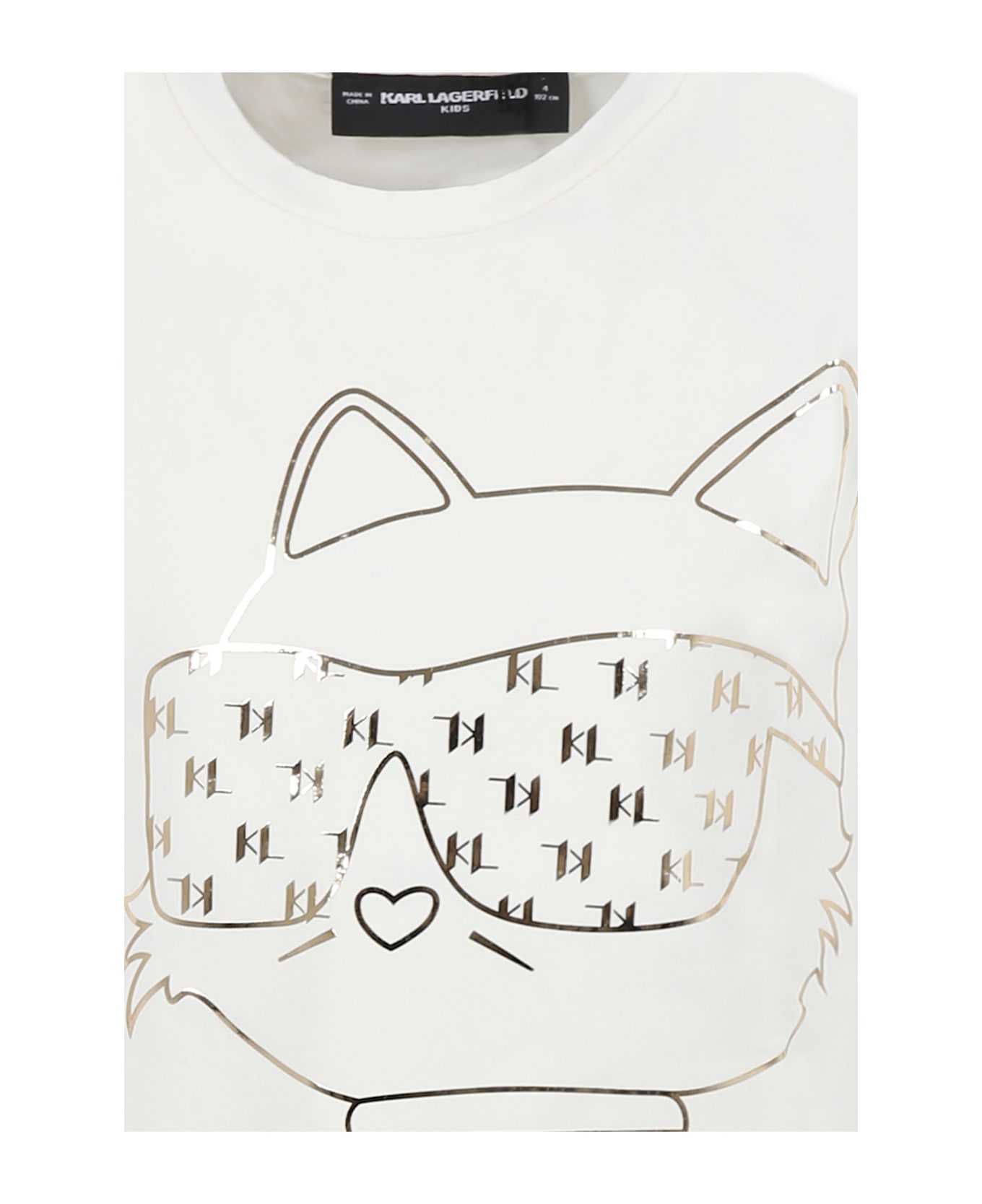 Karl Lagerfeld Kids Ivory T-shirt For Girl With Choupette - Ivory