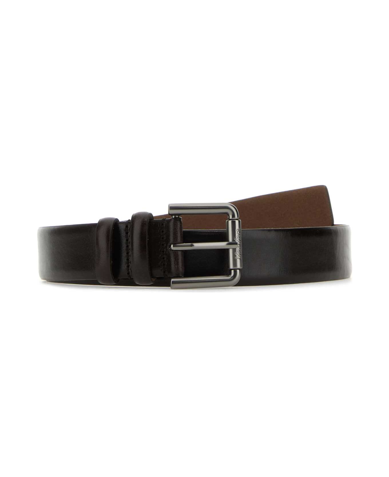 Max Mara Dark Brown Leather Belt - TESTAMORO