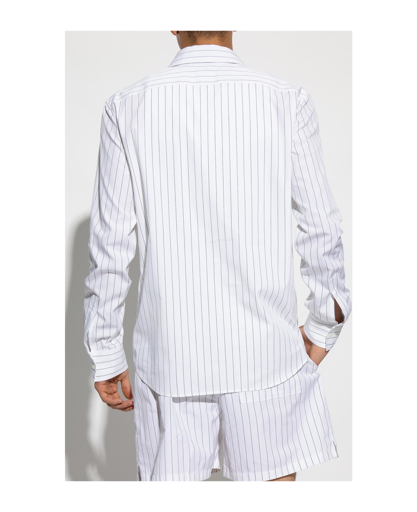 Bottega Veneta Striped Cotton Shirt - WHITE/GREY STRIPES