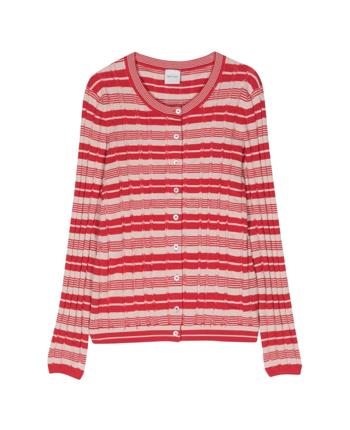 Paul Smith Long Sleeves Striped Korean Sweater - Red