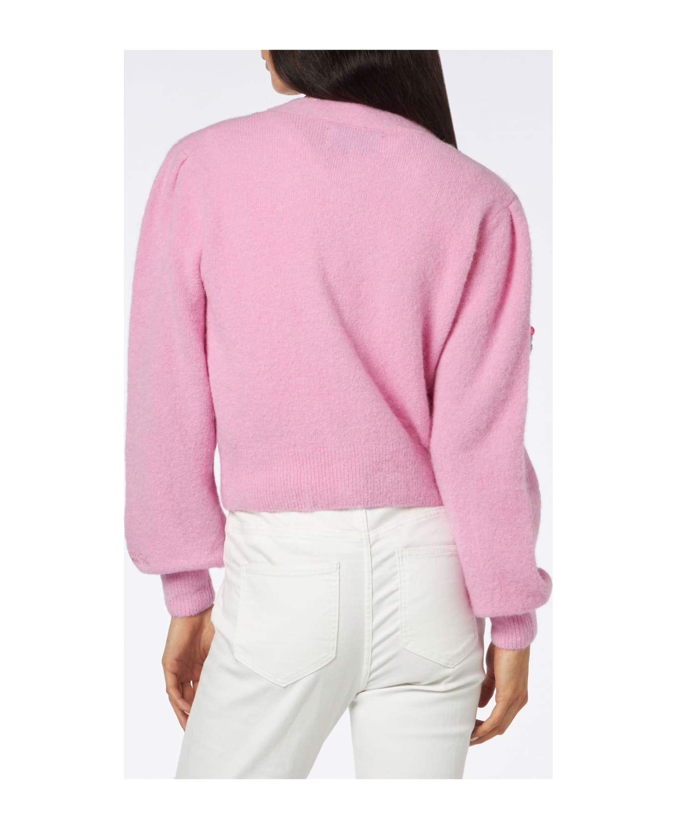 MC2 Saint Barth Woman Brushed Cropped Cardigan With Puff Sleeves - PINK