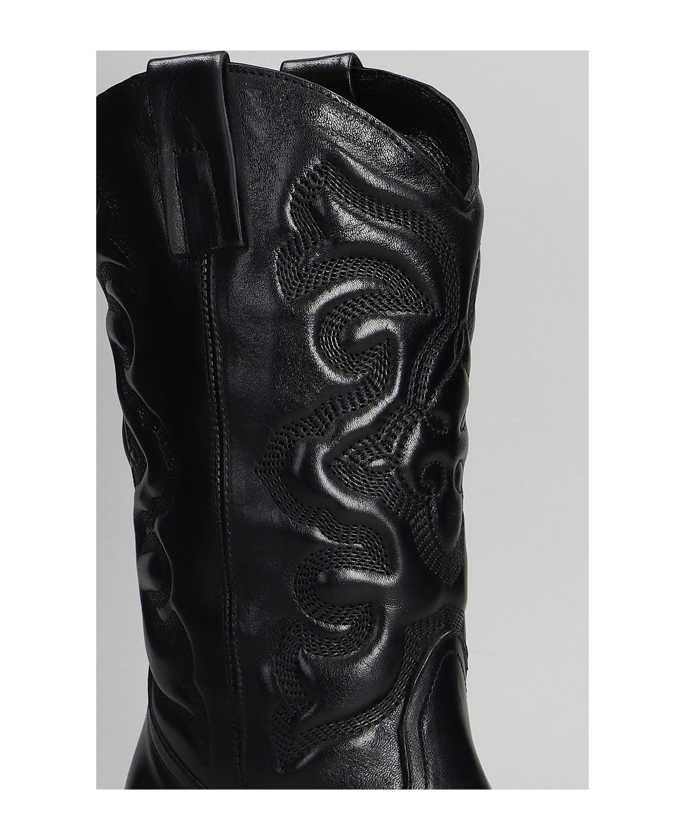 Julie Dee Texan Boots In Black Leather - black