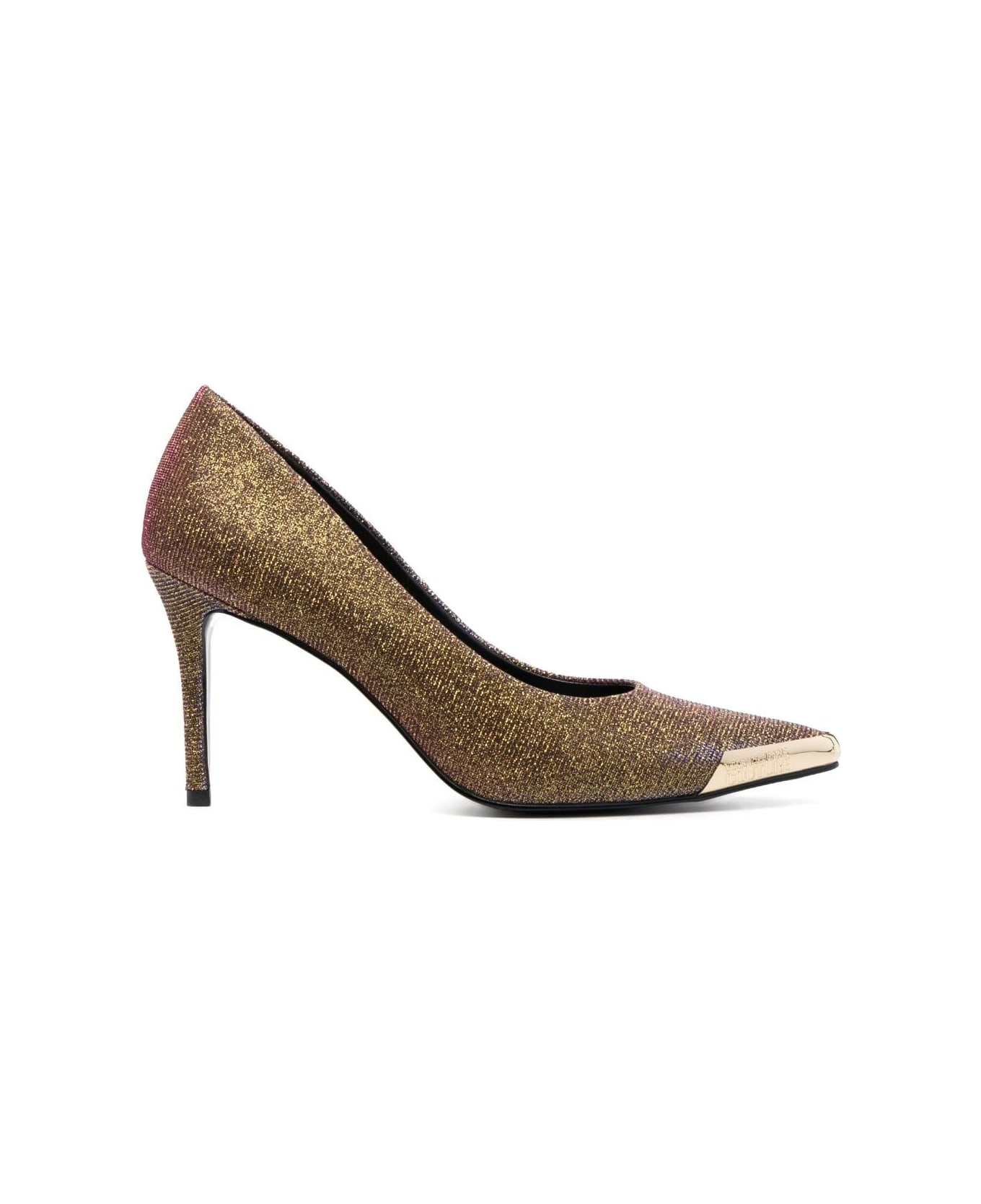 Versace Jeans Couture Dis S50 Scarlett Glitter Lurex Pumps With Thin Heel - Gold