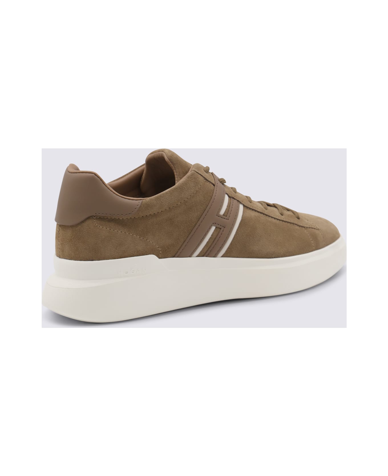 Hogan Brown Leather Sneakers - Beige