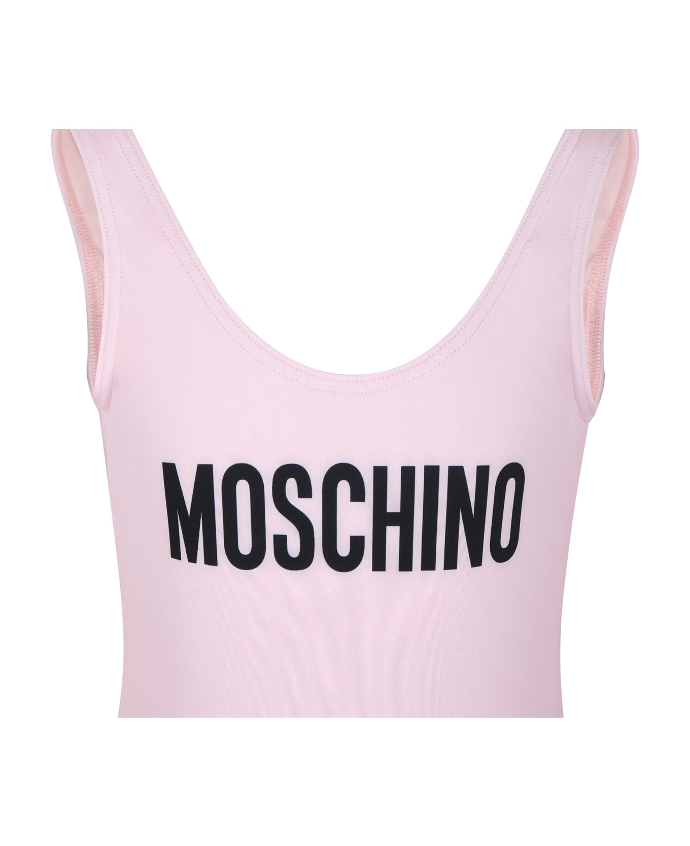 Moschino Pink Swimsuit For Girl With Logo - Pink 水着