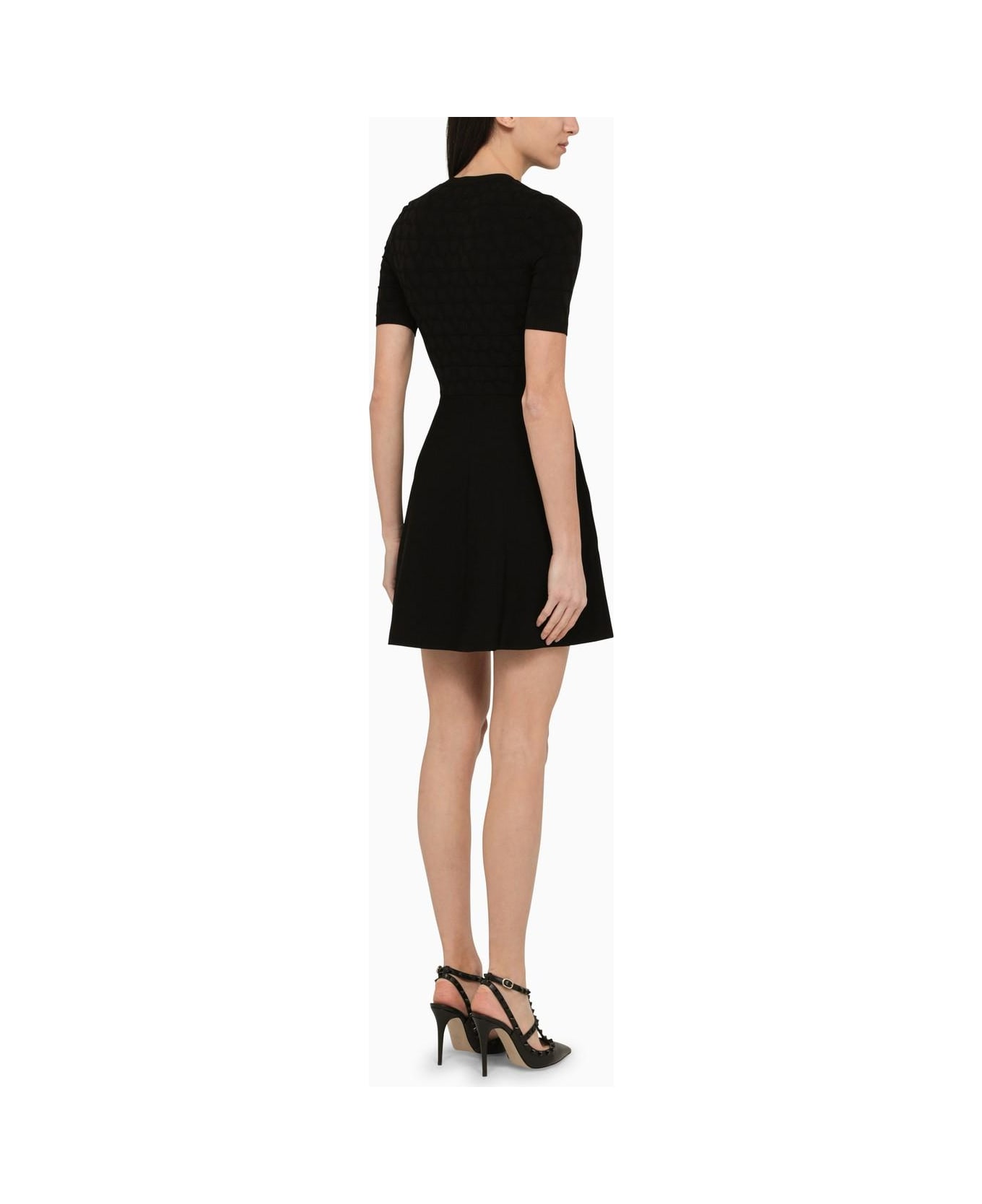 Valentino Black Short Dress With Toile Iconographe Motif - Black ワンピース＆ドレス