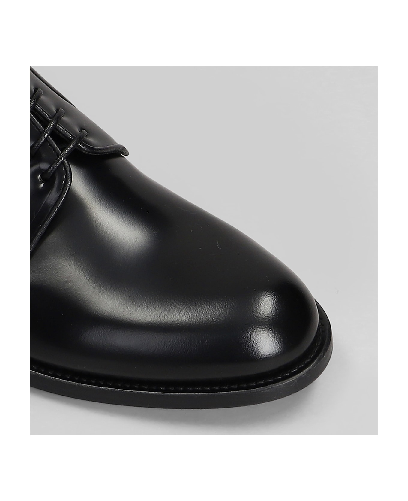 Green George Lace Up Shoes In Black Leather - black
