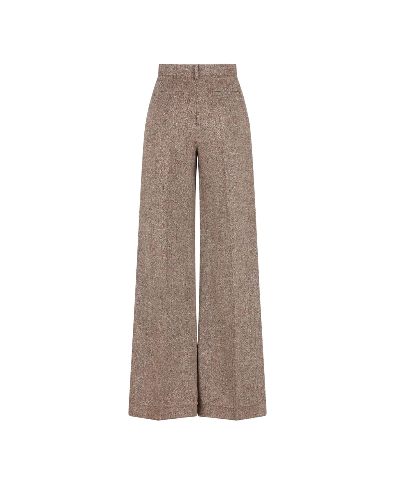 Valentino Wool Wide-leg Trousers - Marrone chiaro