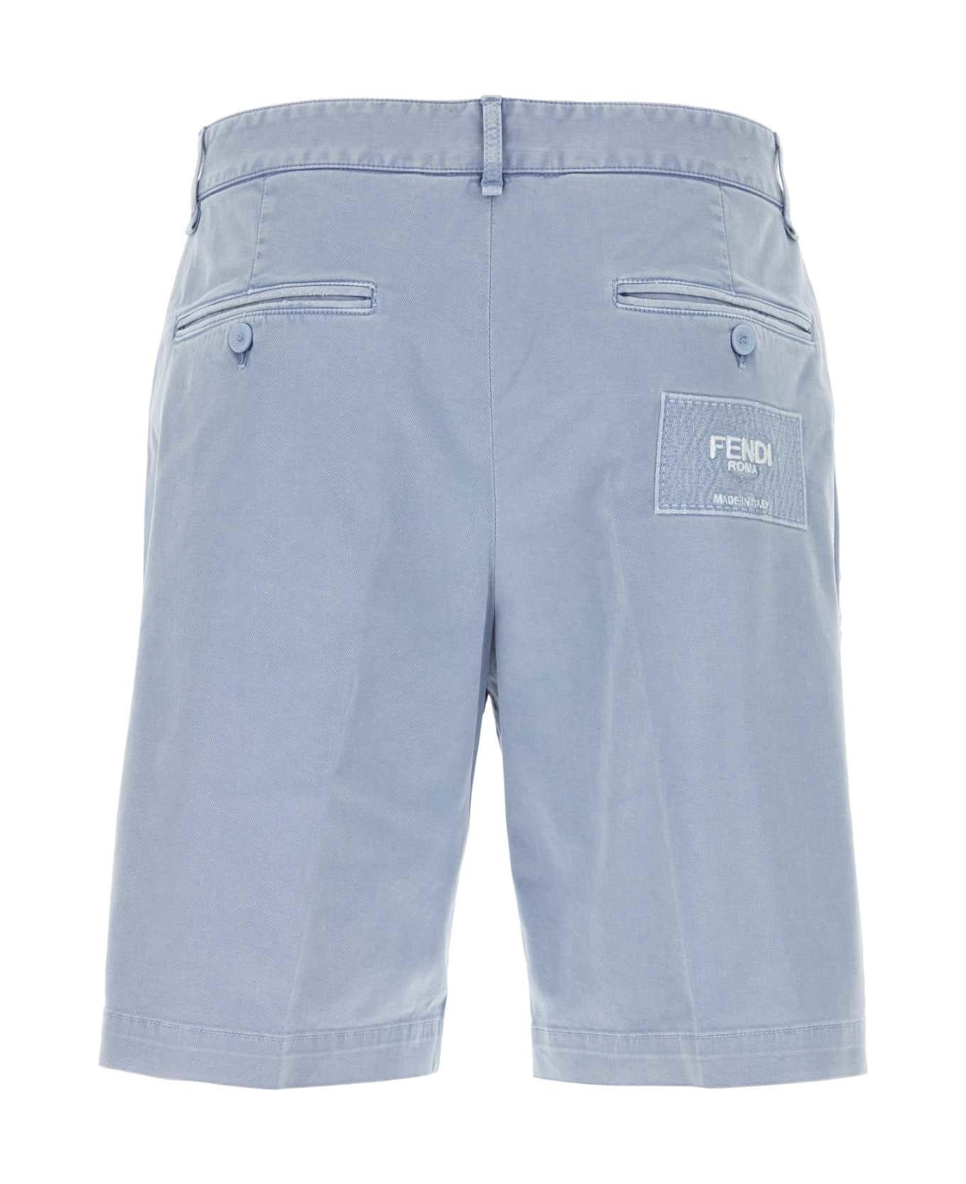 Fendi Light-blue Stretch Cotton Bermuda Shorts - OXYGENE