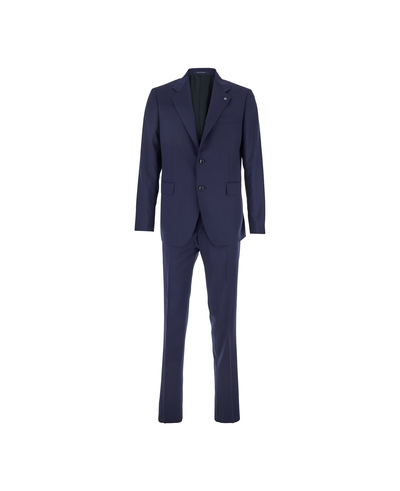 Tagliatore Blue Single-breasted Suit With Notched Revers And Brooch Detail On The Front In Wool Man - Blu