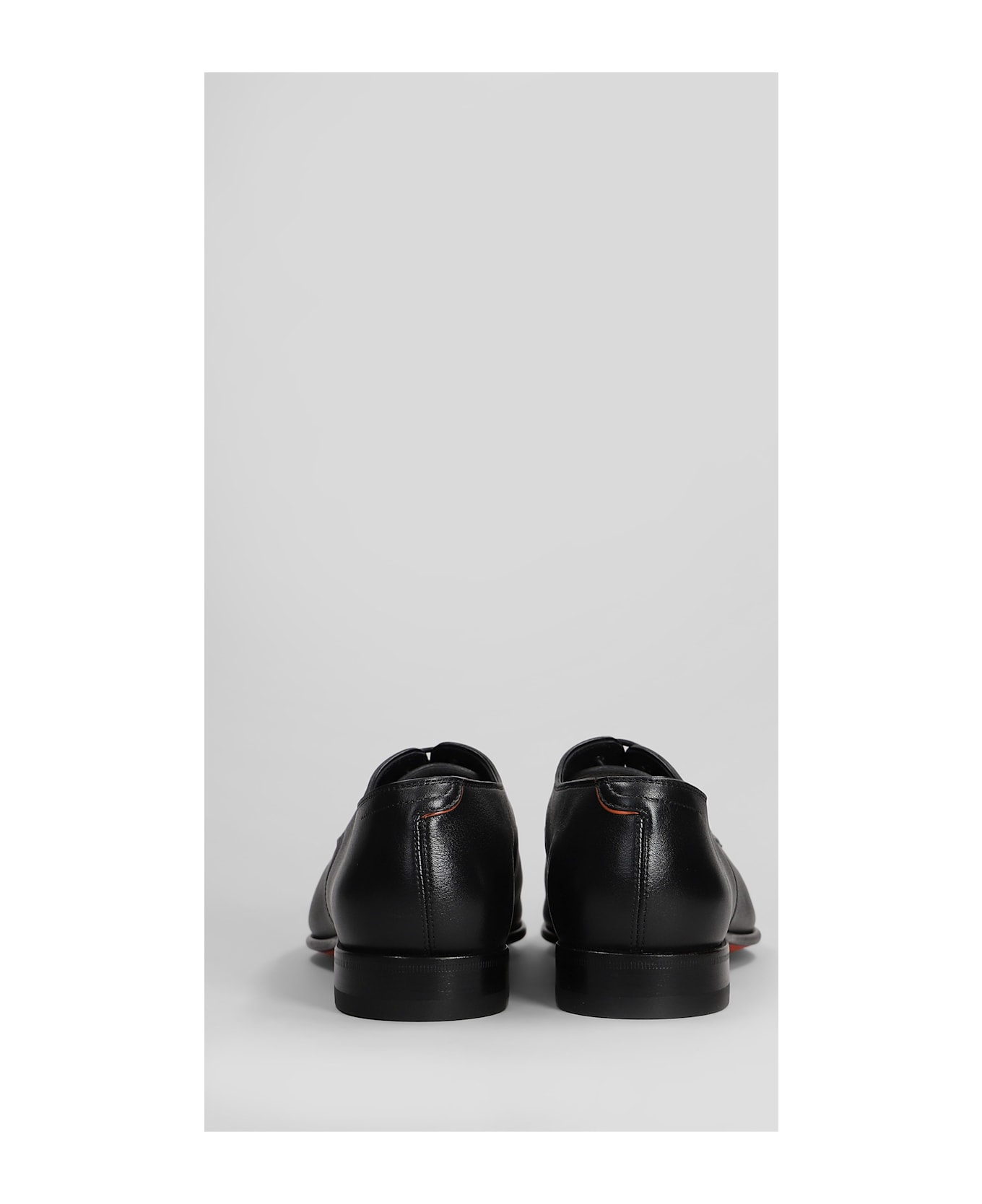 Santoni Archer Lace Up Shoes In Black Leather - black