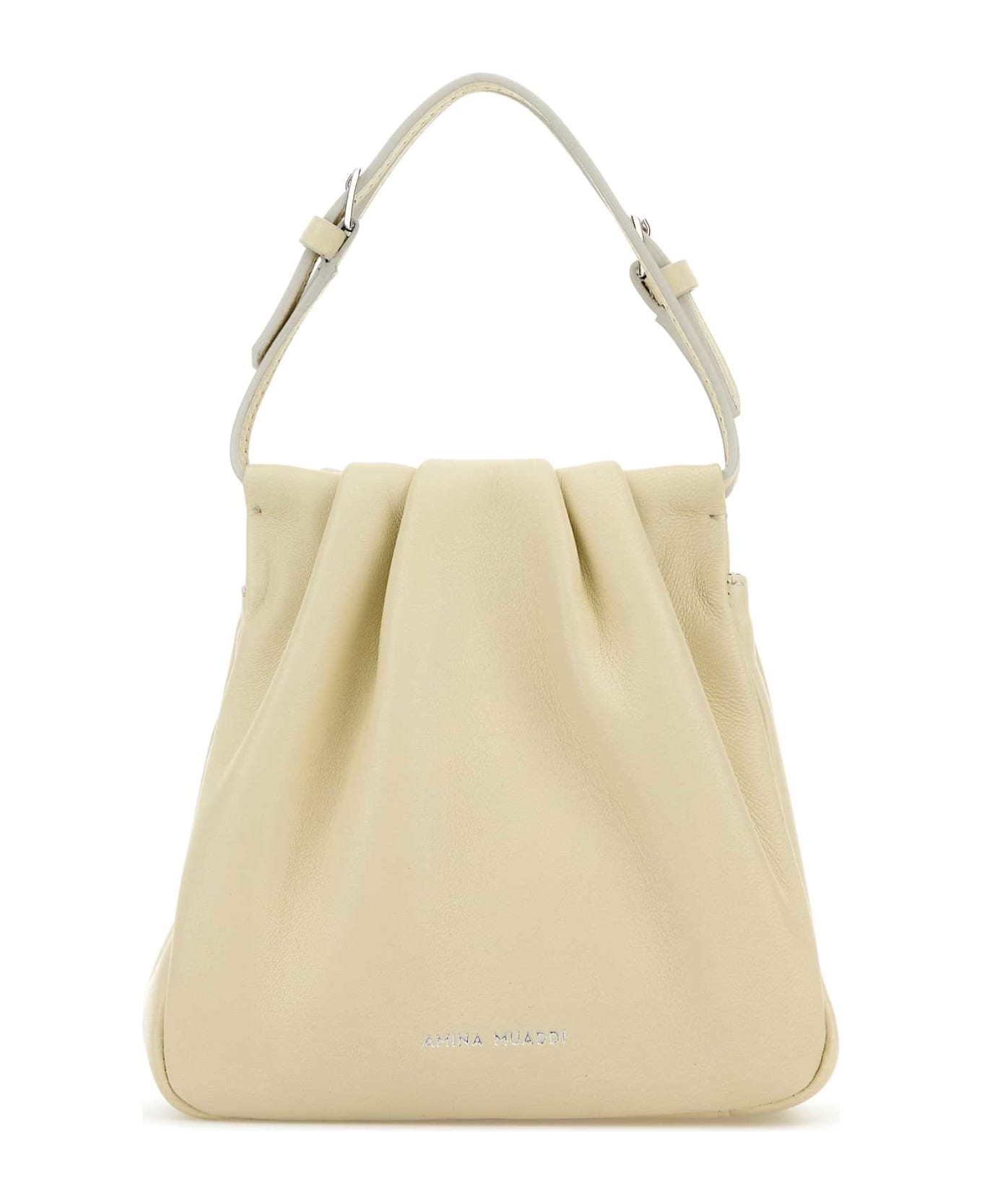 Amina Muaddi Iovry Nappa Leather Vittoria Crystal Handbag - ALMONDSIL