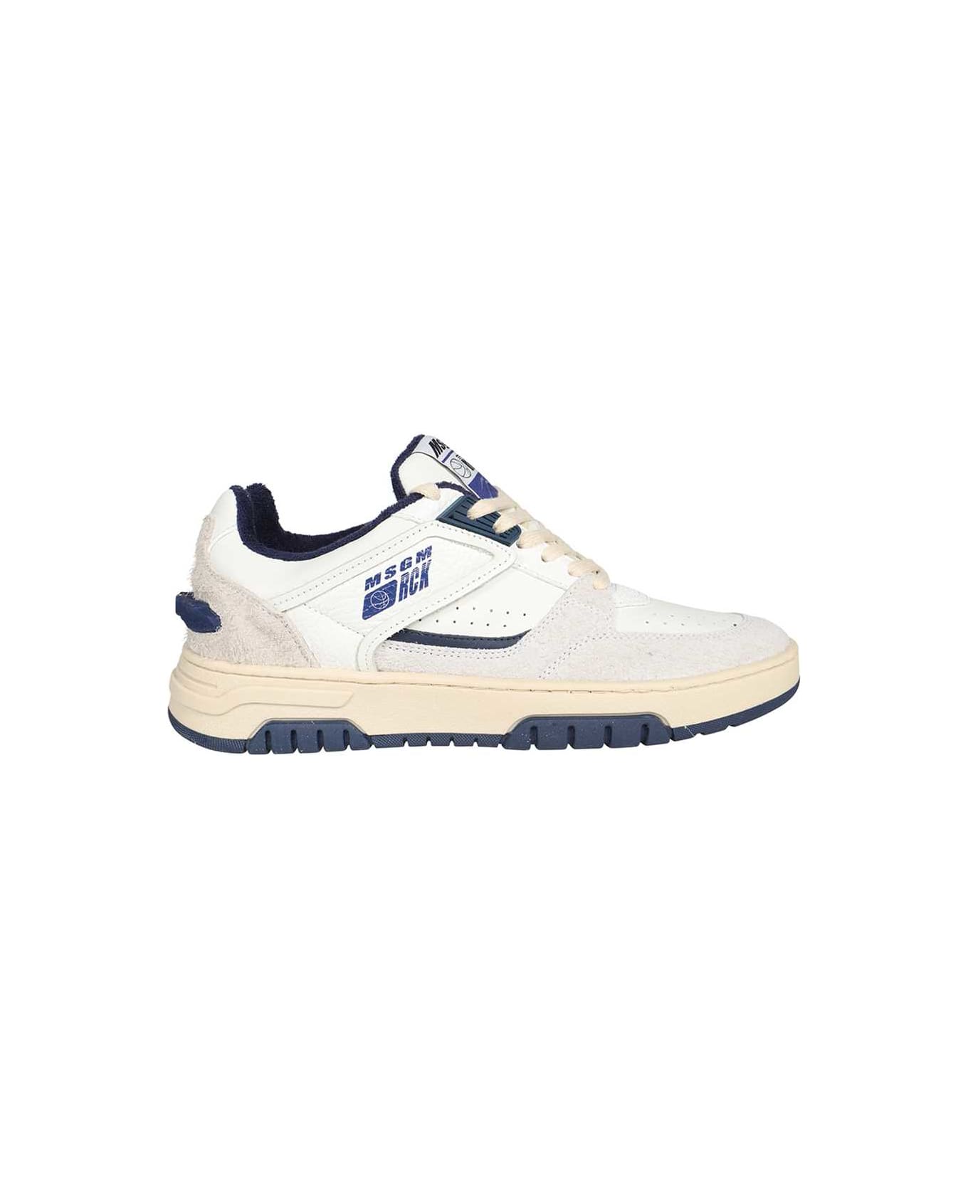 MSGM Logo Detail Leather Sneakers - White