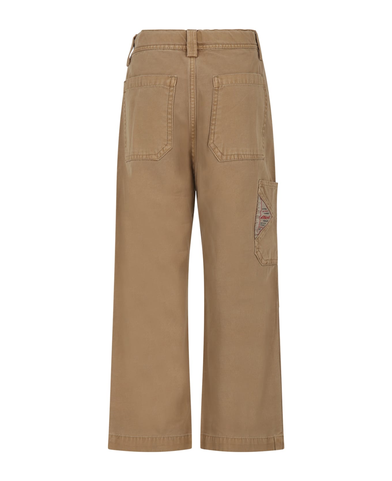 Diesel Beige Trousers For Girl With Logo - Beige