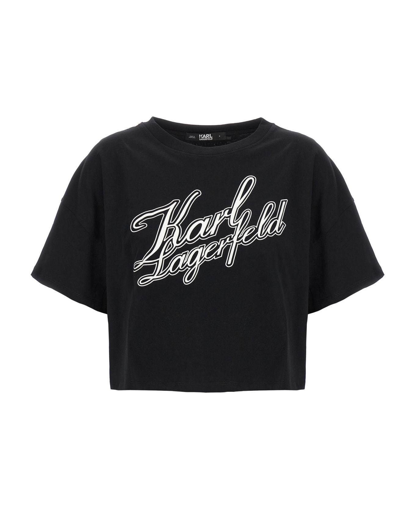 Karl Lagerfeld 'athleisure Cropped' T-shirt - White/Black Tシャツ