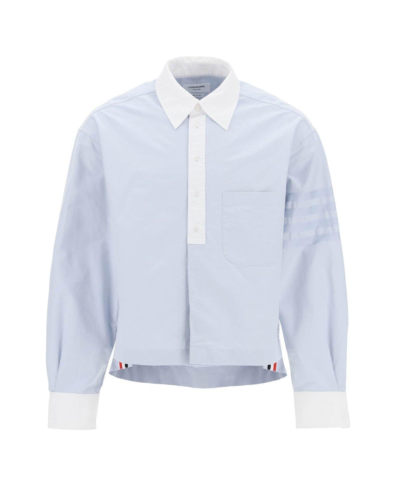Thom Browne 4-bar Striped Long-sleeved Shirt - Clear Blue